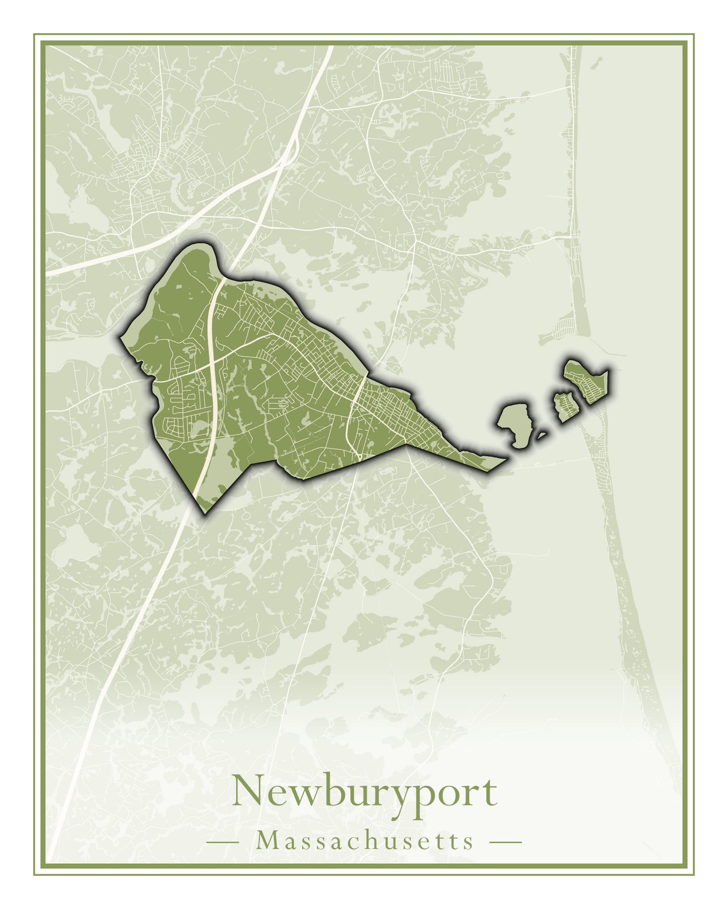 Massachusetts Towns - Street Map (Newbury - Norfolk)