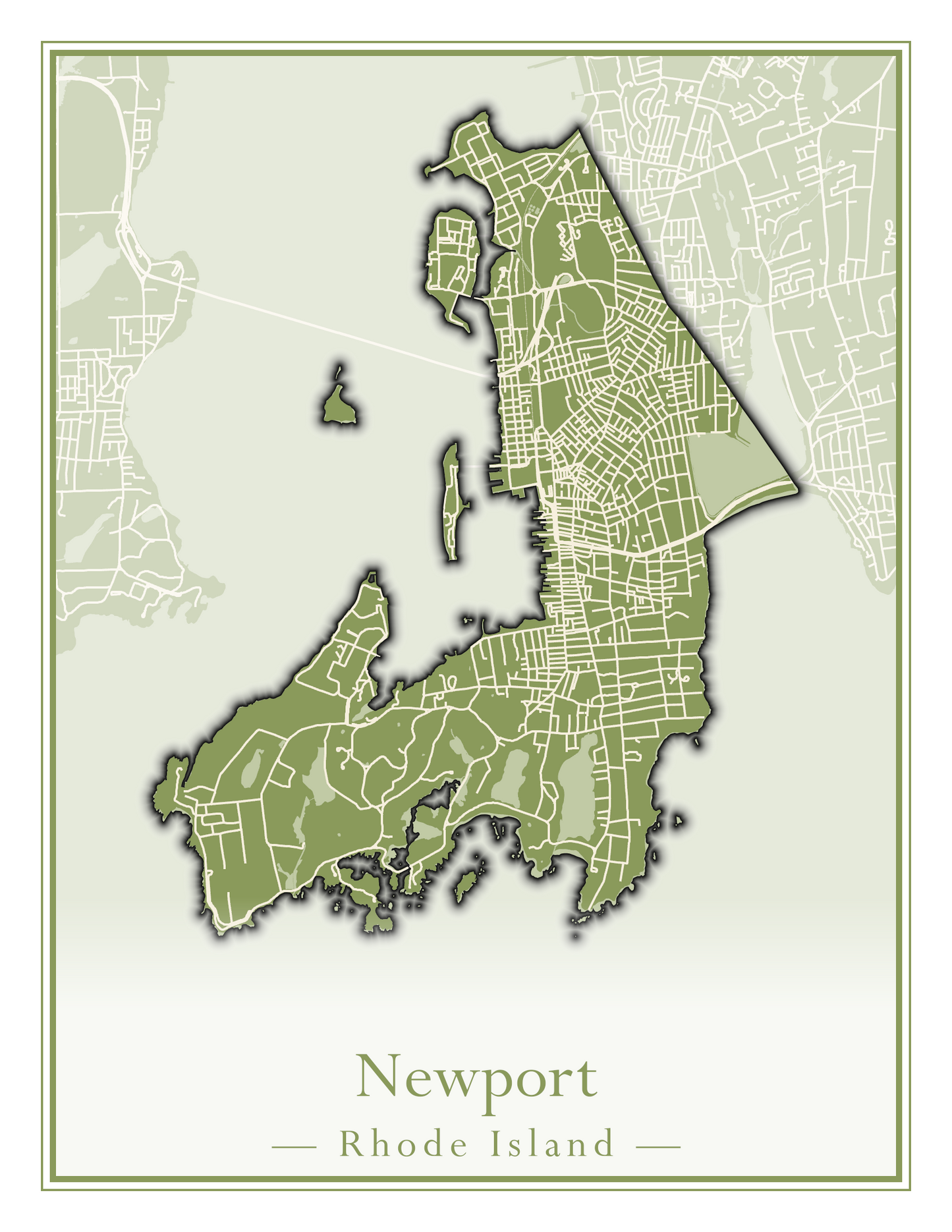 Rhode Island Towns - Street Map (New Shoreham - North Providence)