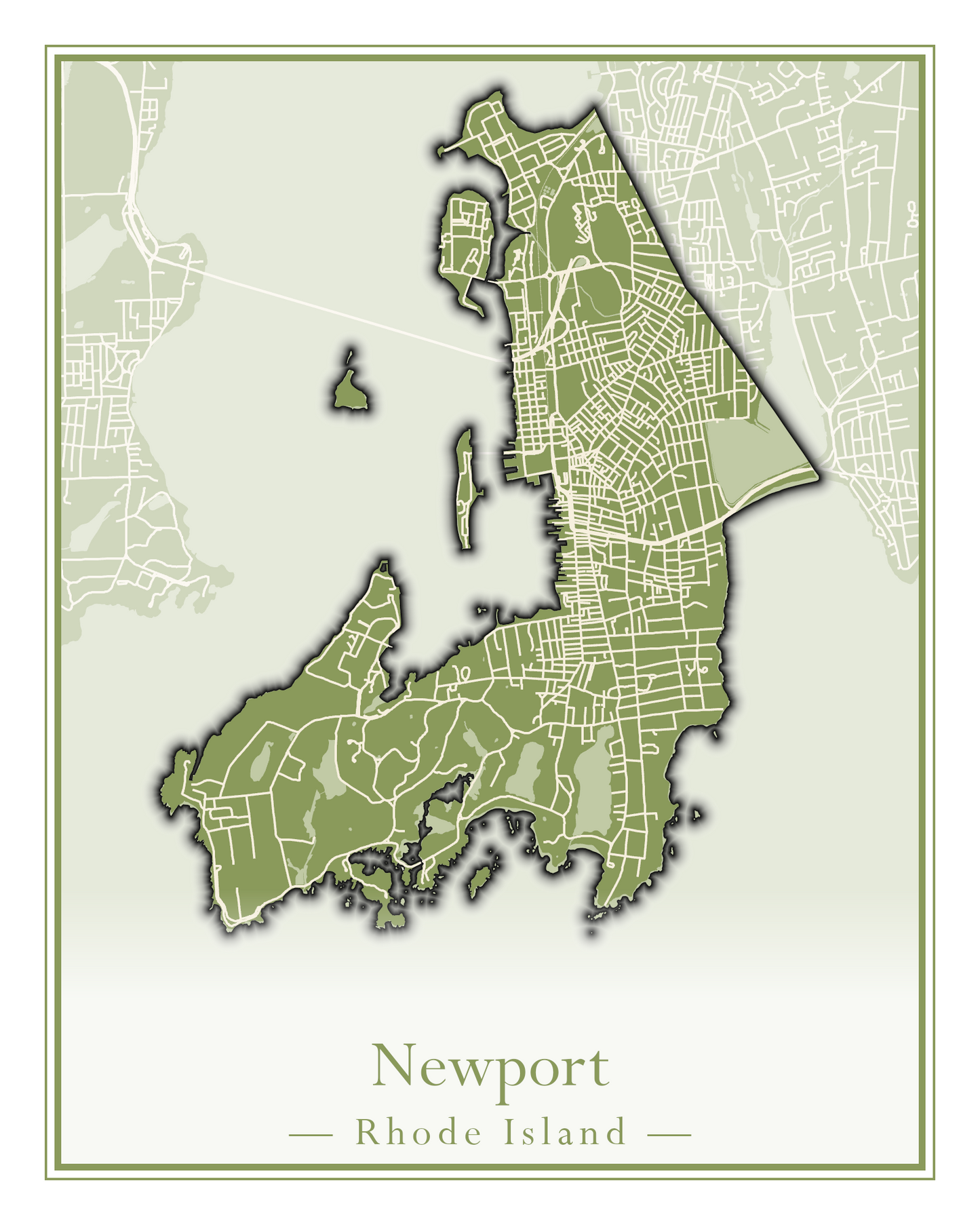 Rhode Island Towns - Street Map (New Shoreham - North Providence)