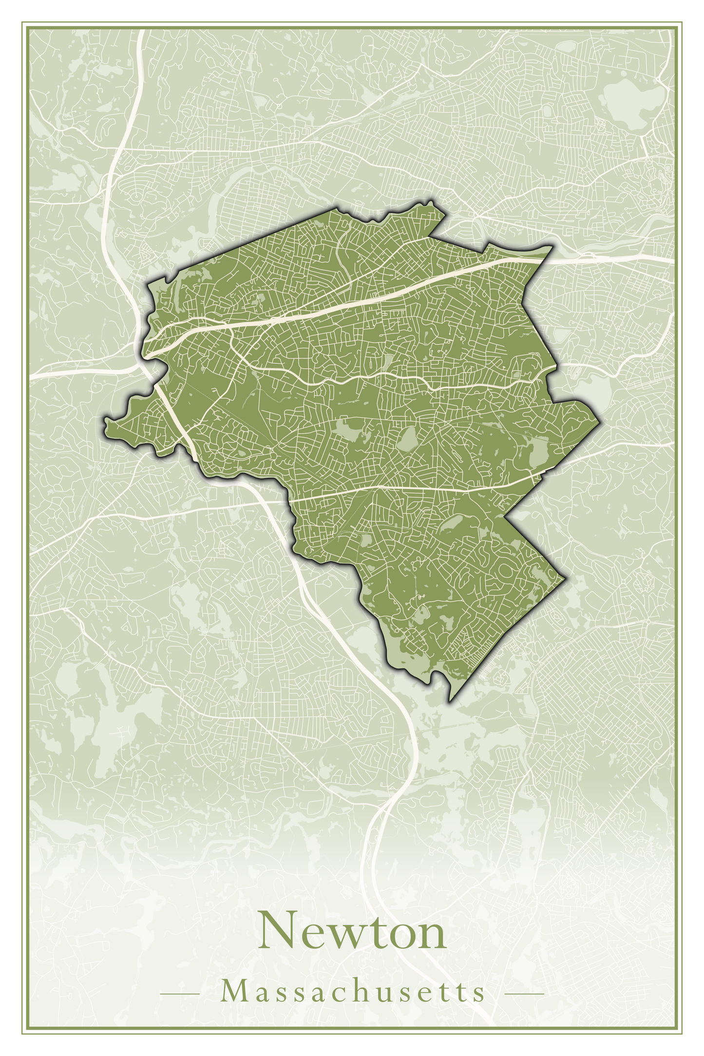 Massachusetts Towns - Street Map (Newbury - Norfolk)