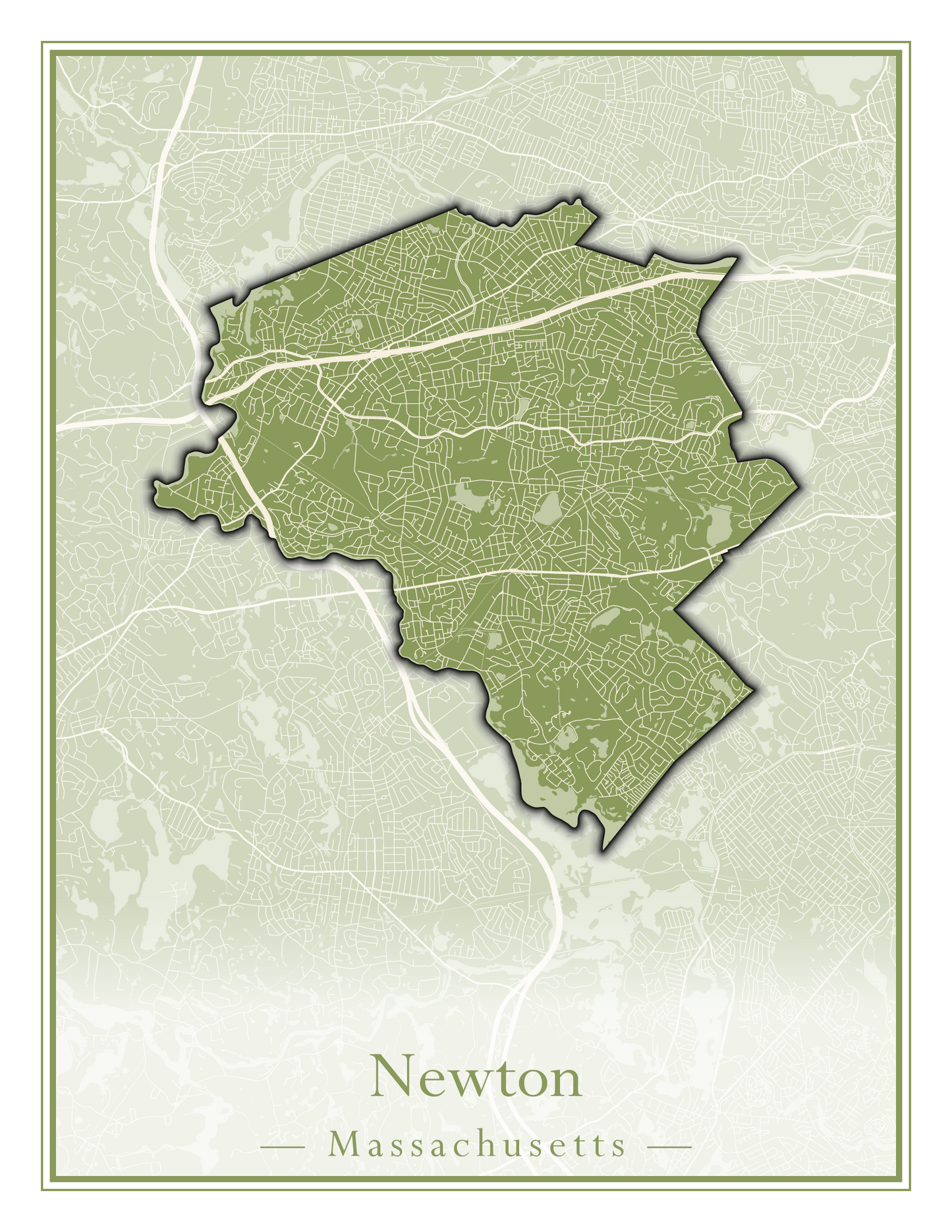 Massachusetts Towns - Street Map (Newbury - Norfolk)