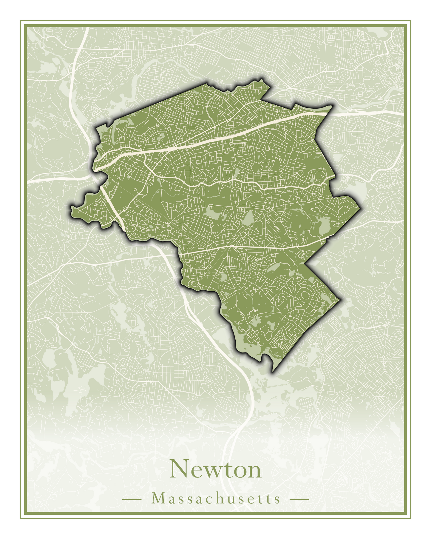 Massachusetts Towns - Street Map (Newbury - Norfolk)