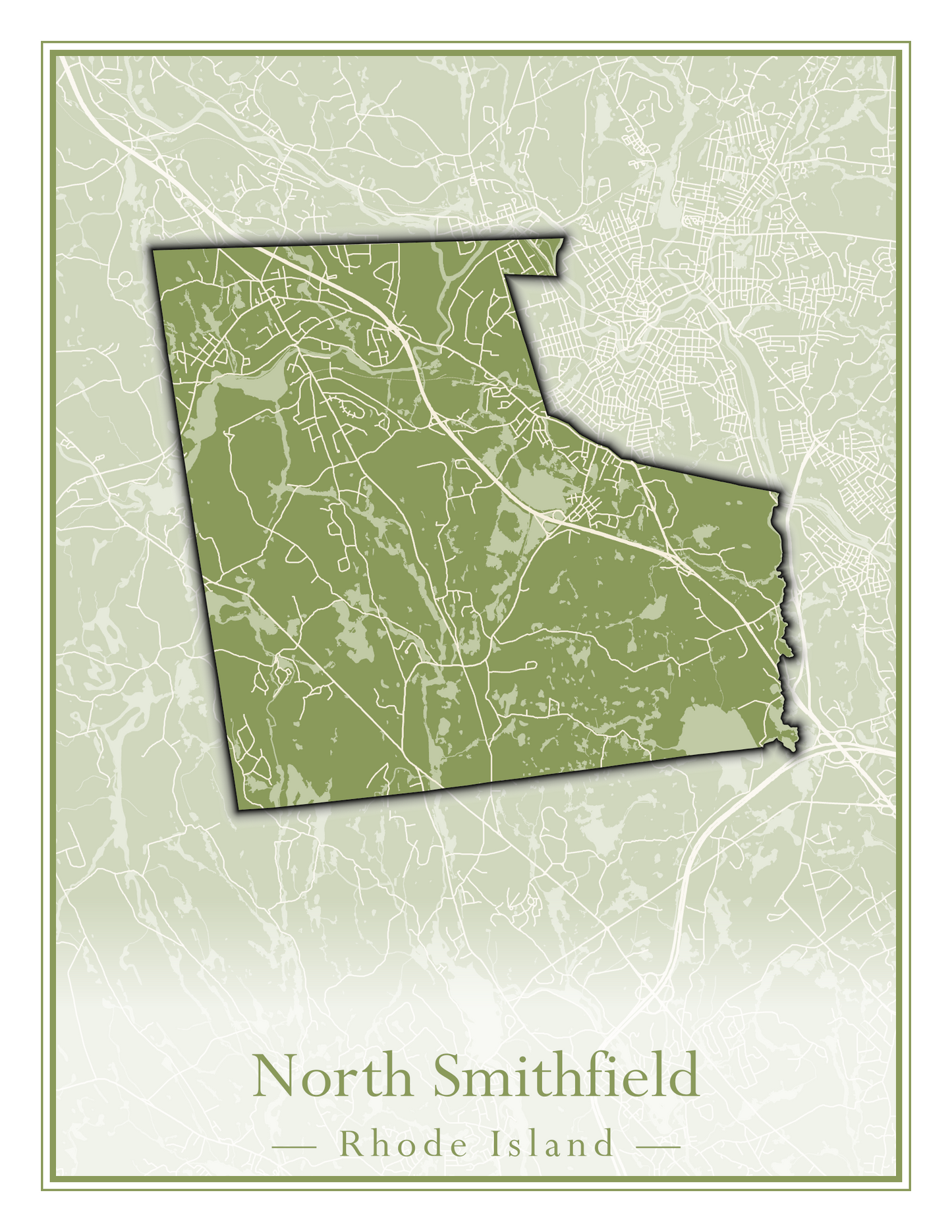 Rhode Island Towns - Street Map (North Smithfield - Providence)