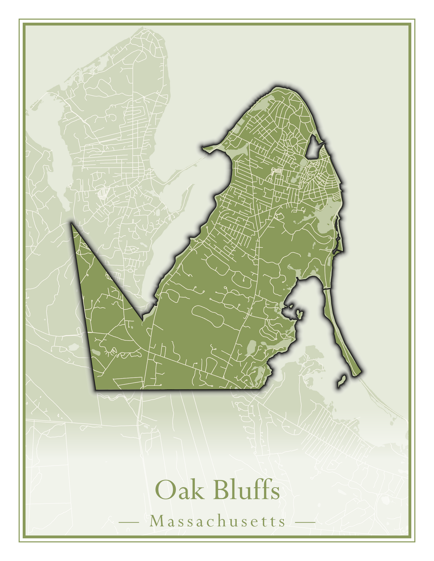 Massachusetts Towns - Street Map (Oak Bluffs - Orleans)