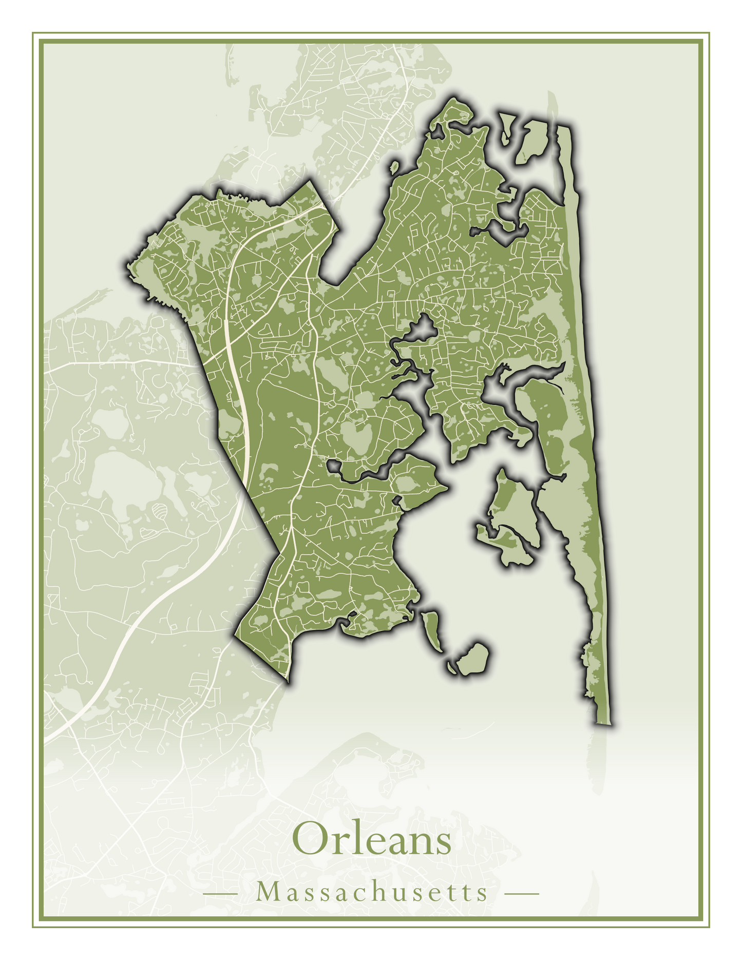 Massachusetts Towns - Street Map (Oak Bluffs - Orleans)