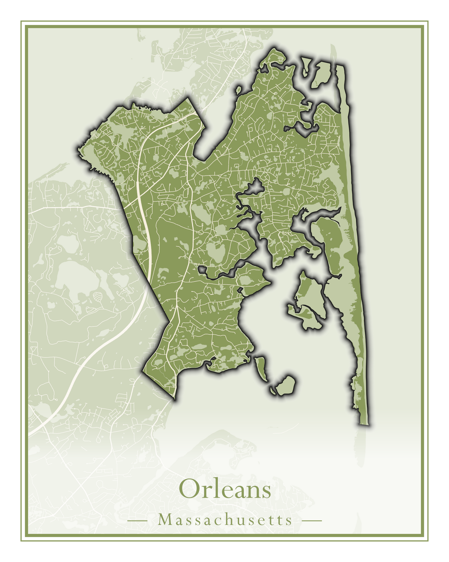 Massachusetts Towns - Street Map (Oak Bluffs - Orleans)