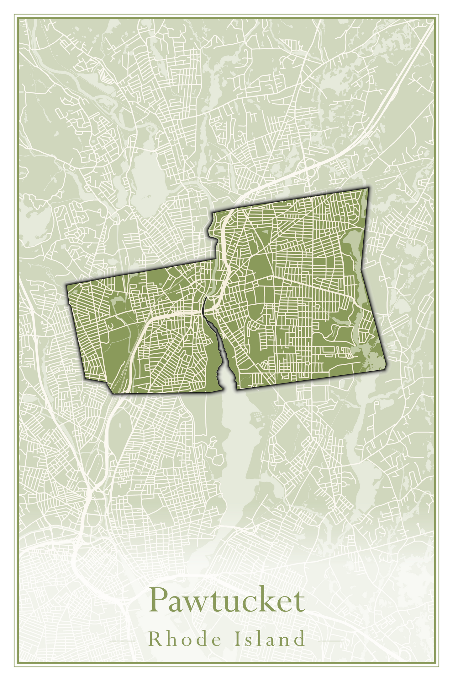 Rhode Island Towns - Street Map (North Smithfield - Providence)