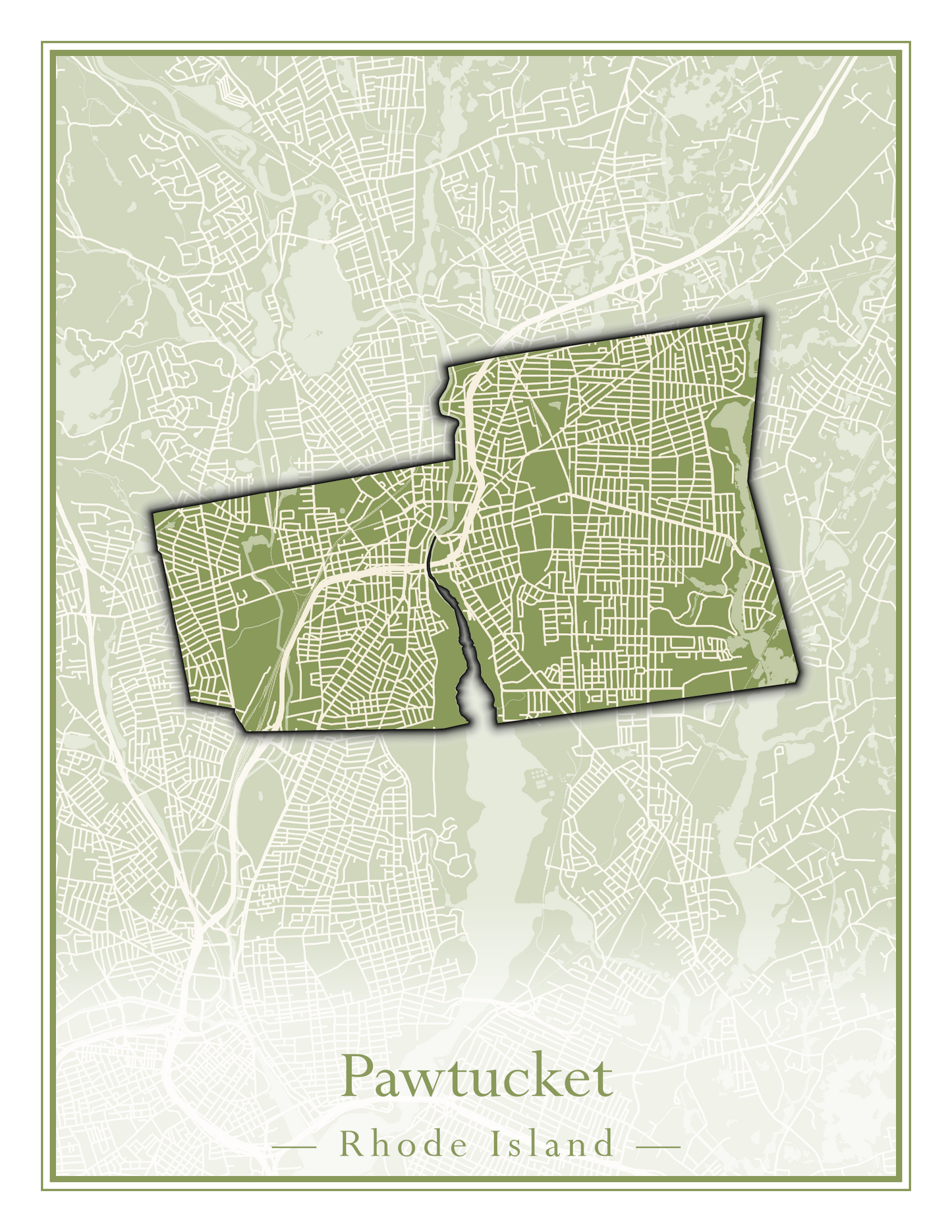 Rhode Island Towns - Street Map (North Smithfield - Providence)