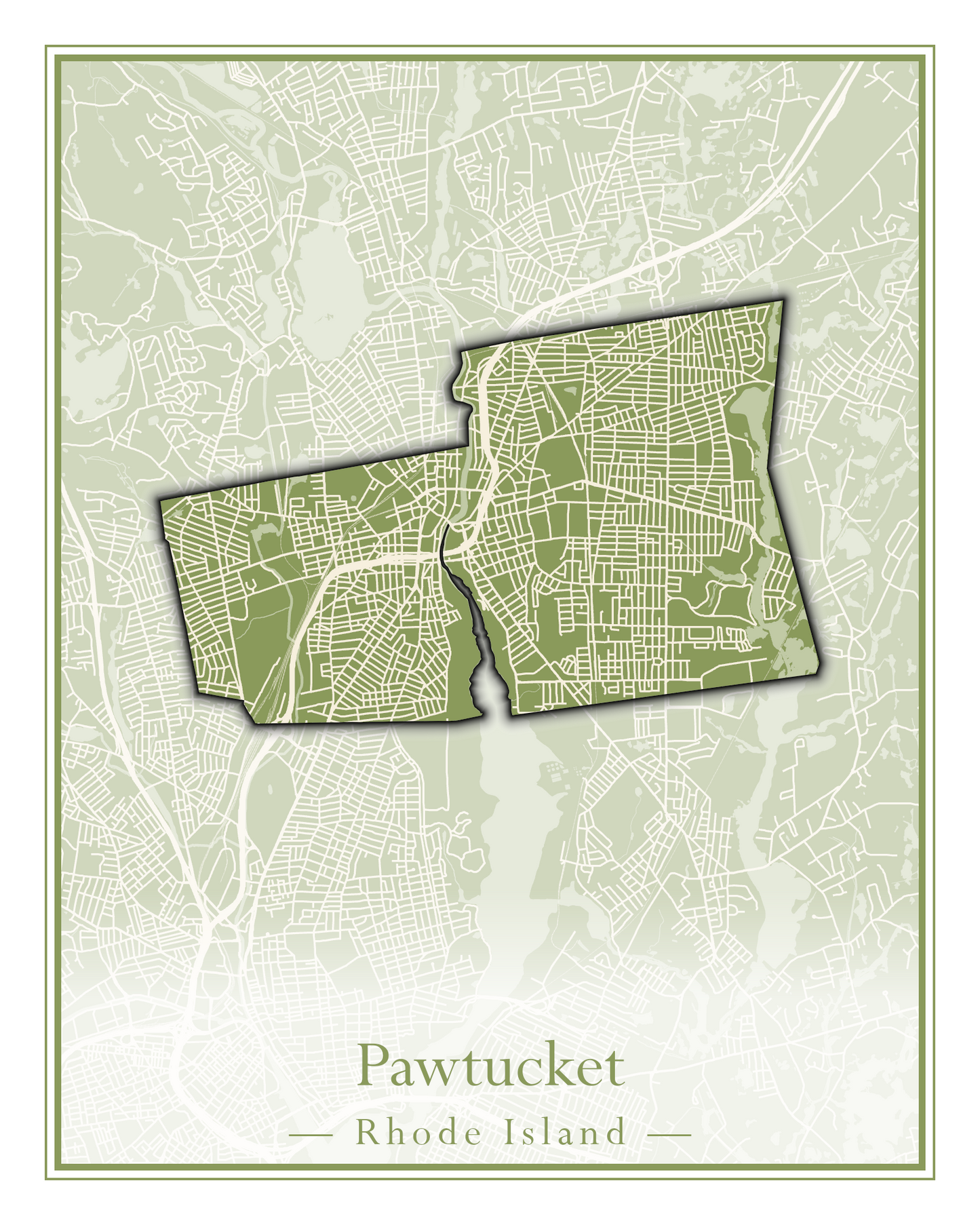 Rhode Island Towns - Street Map (North Smithfield - Providence)