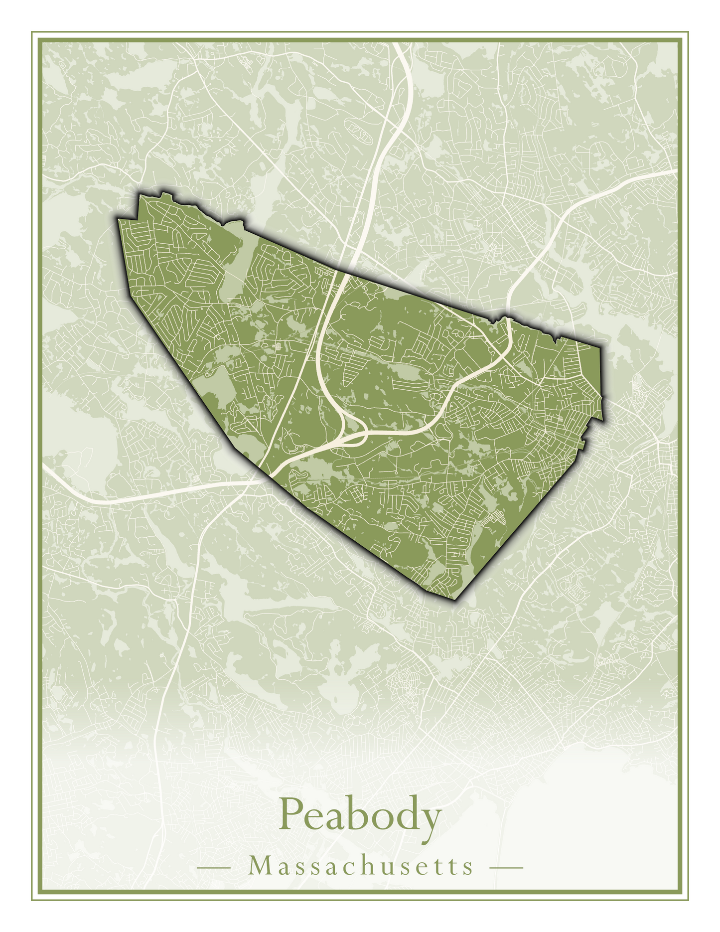 Massachusetts Towns - Street Map (Peabody - Pepperell)