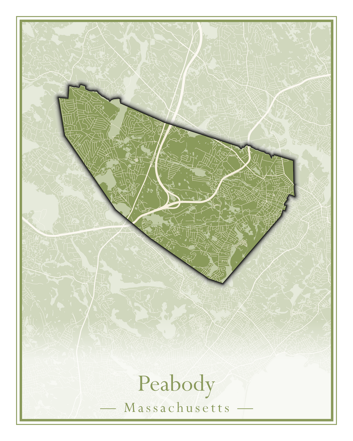 Massachusetts Towns - Street Map (Peabody - Pepperell)