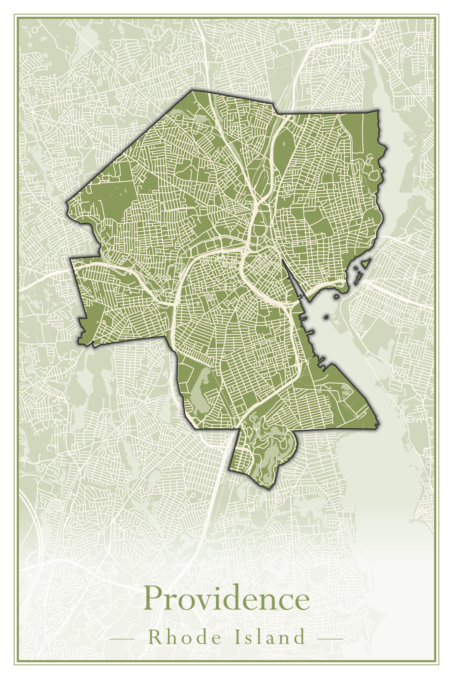 Rhode Island Towns - Street Map (North Smithfield - Providence)