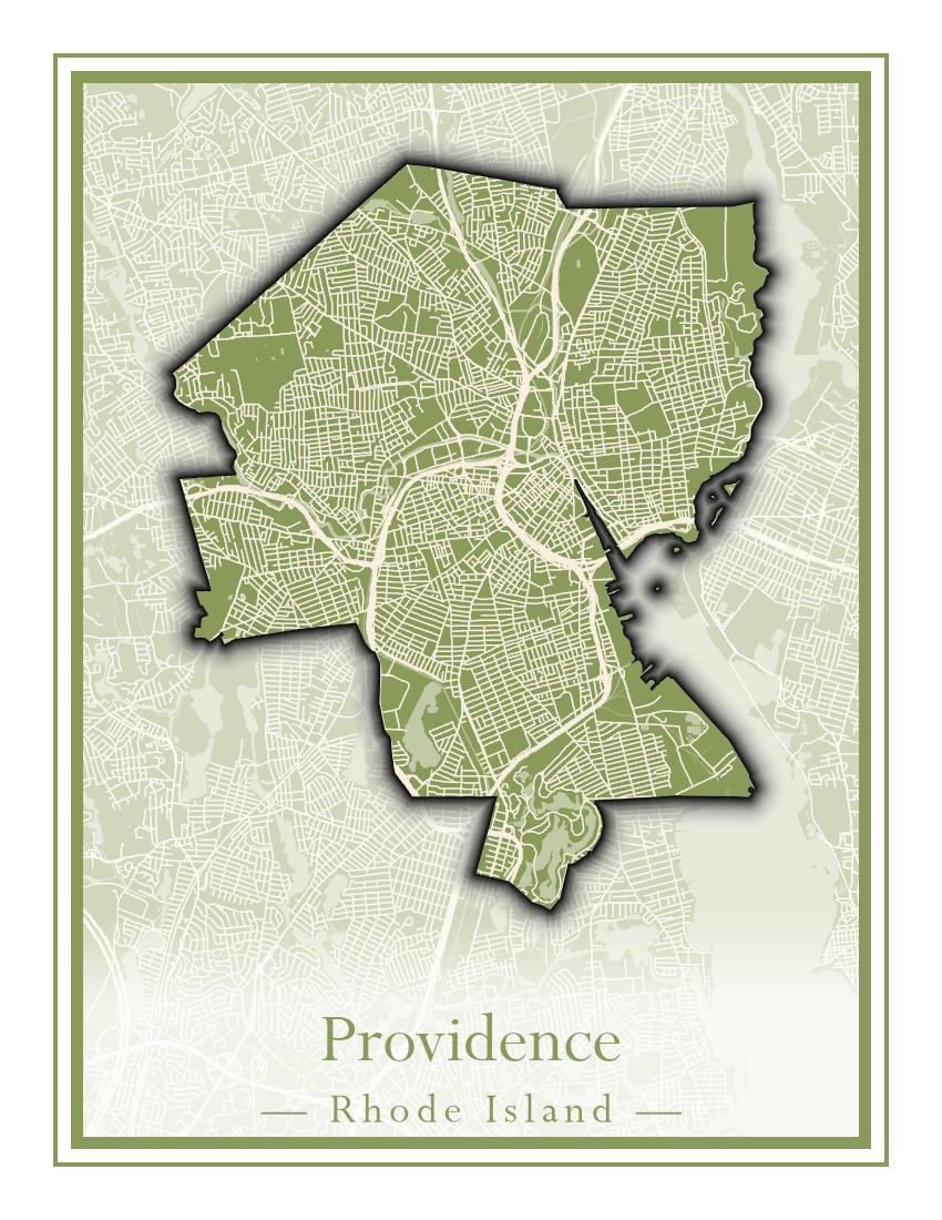 Rhode Island Towns - Street Map (North Smithfield - Providence)