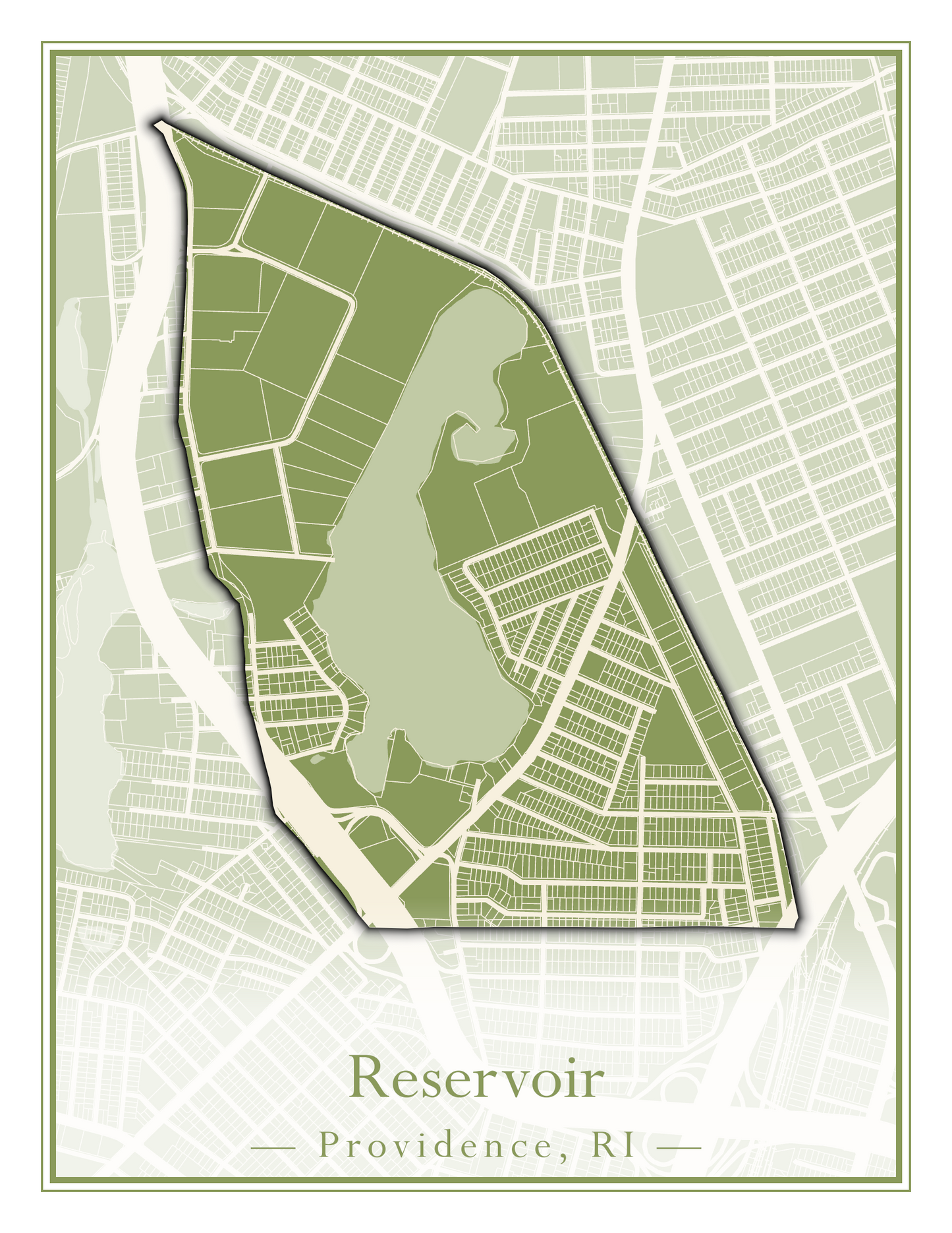 Providence Neighborhoods - Street Map (Mount Hope - Reservoir)