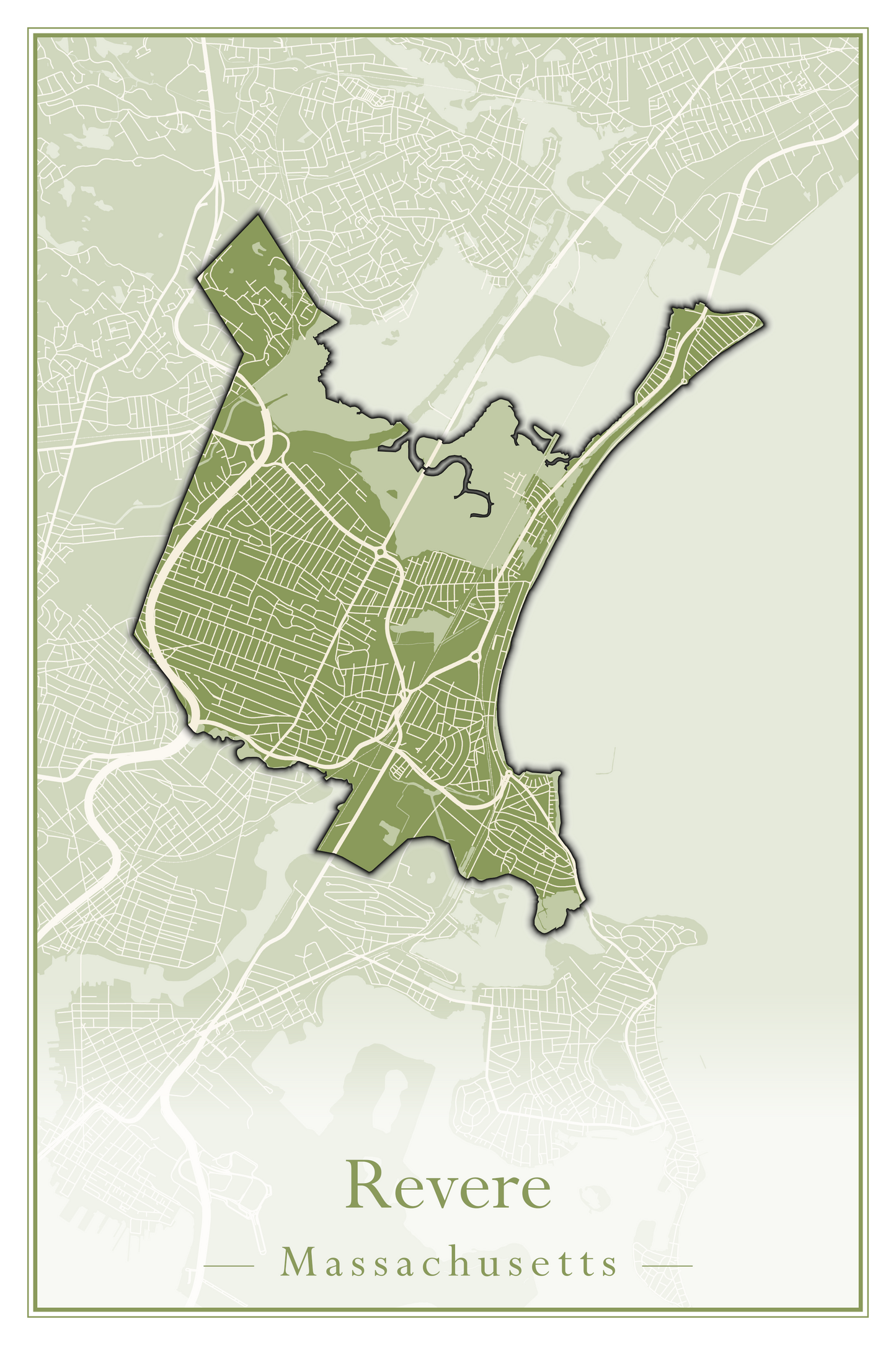 Massachusetts Towns - Street Map (Raynham - Revere)