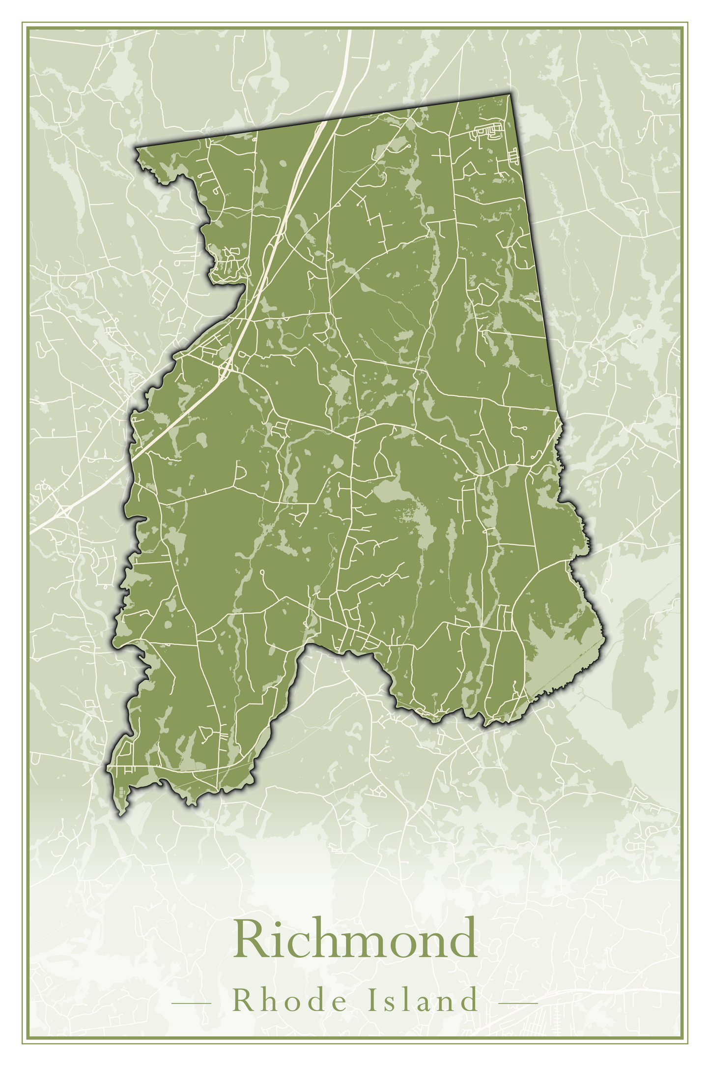 Rhode Island Towns - Street Map (Richmond - South Kingstown)