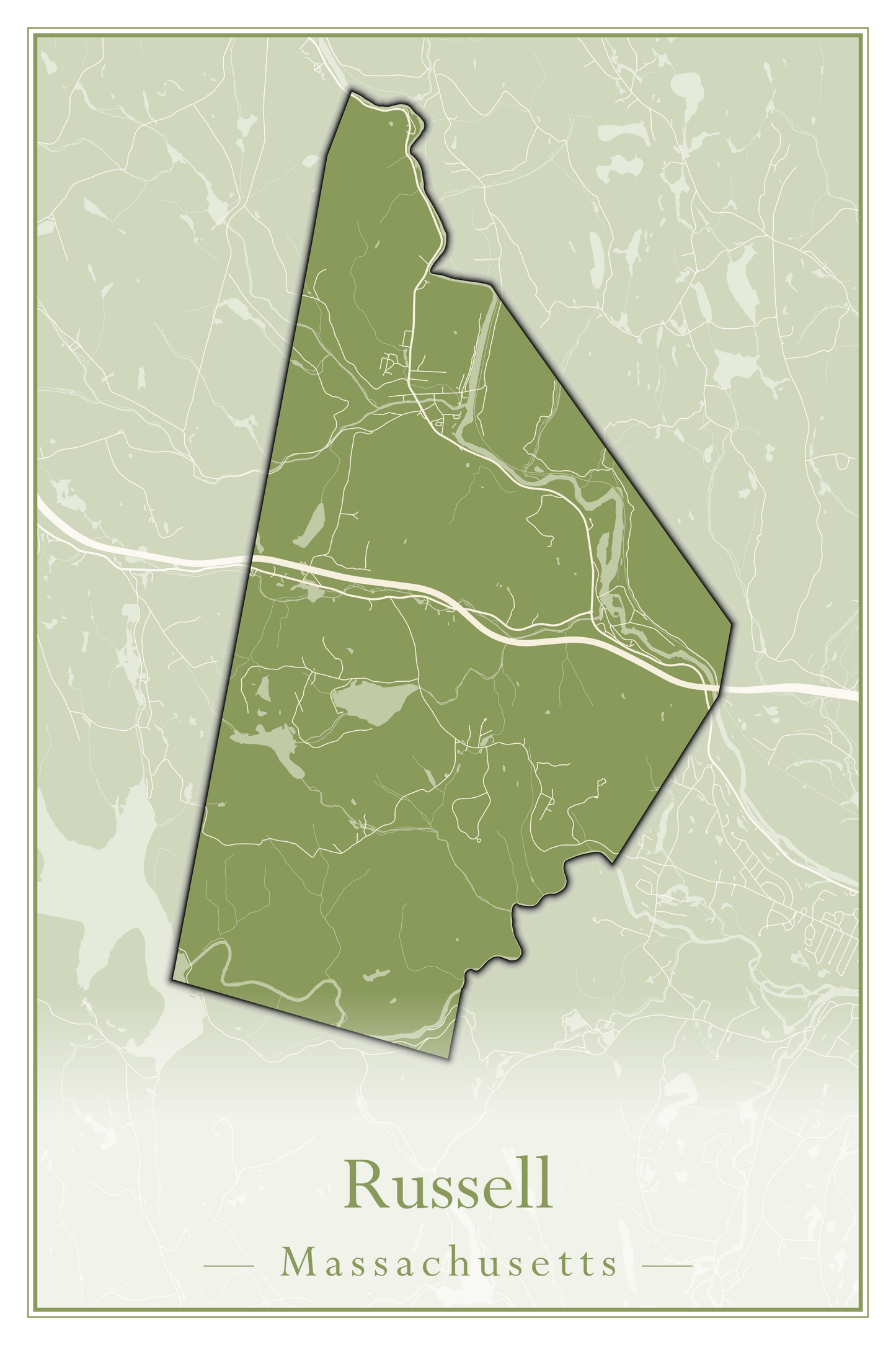 Massachusetts Towns - Street Map (Rowe - Russell)