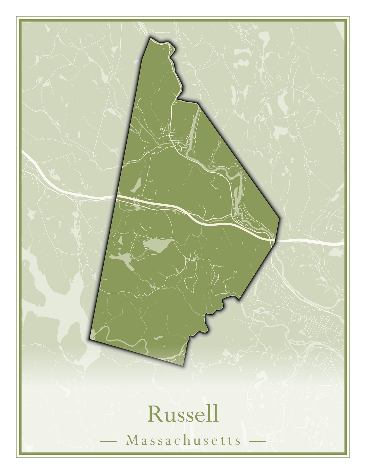 Massachusetts Towns - Street Map (Rowe - Russell)