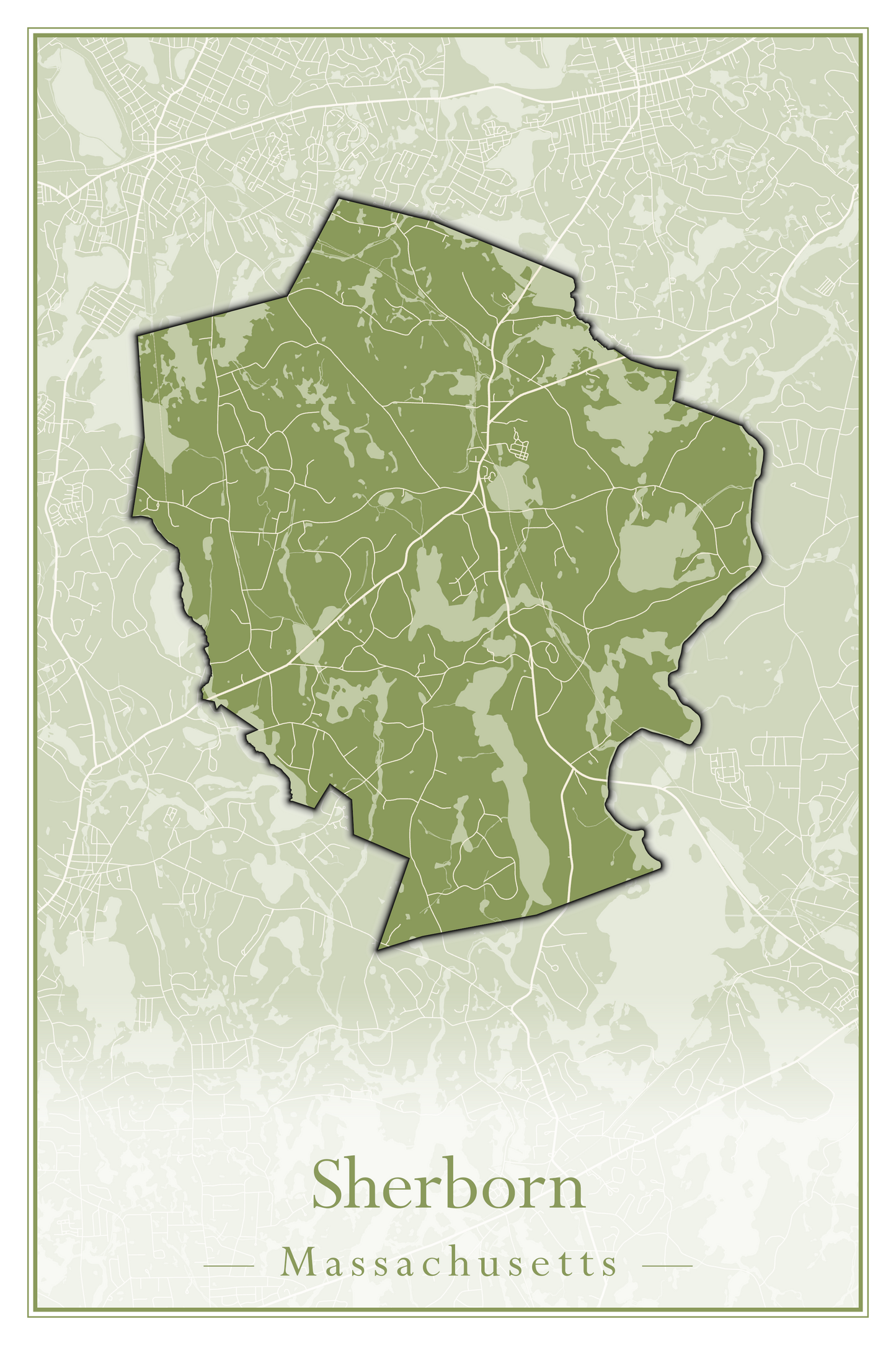 Massachusetts Towns - Street Map (Sherborn - Shutesbury)