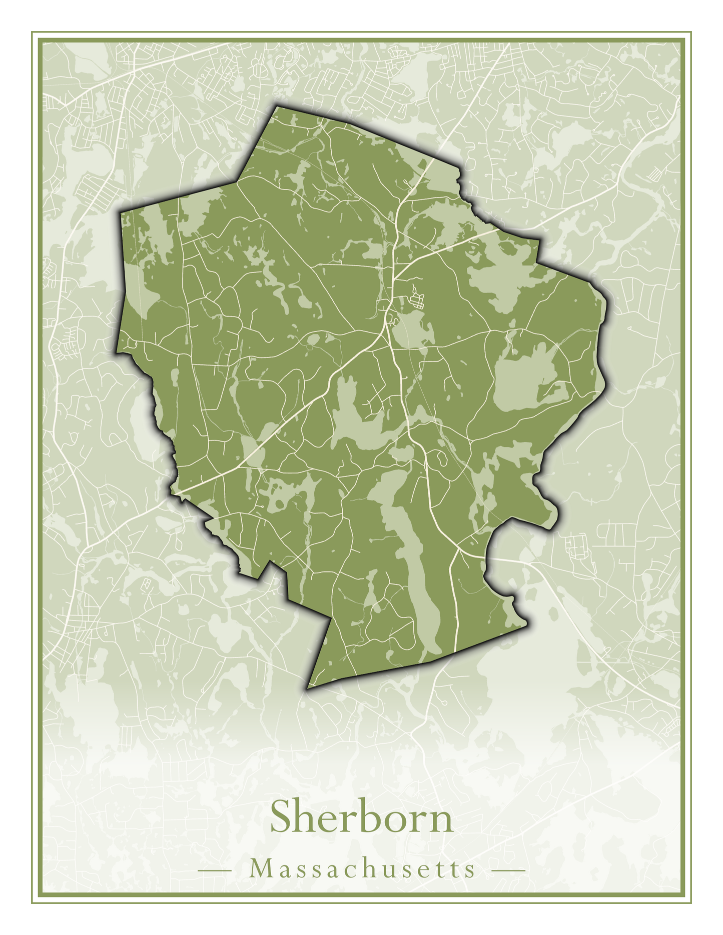 Massachusetts Towns - Street Map (Sherborn - Shutesbury)