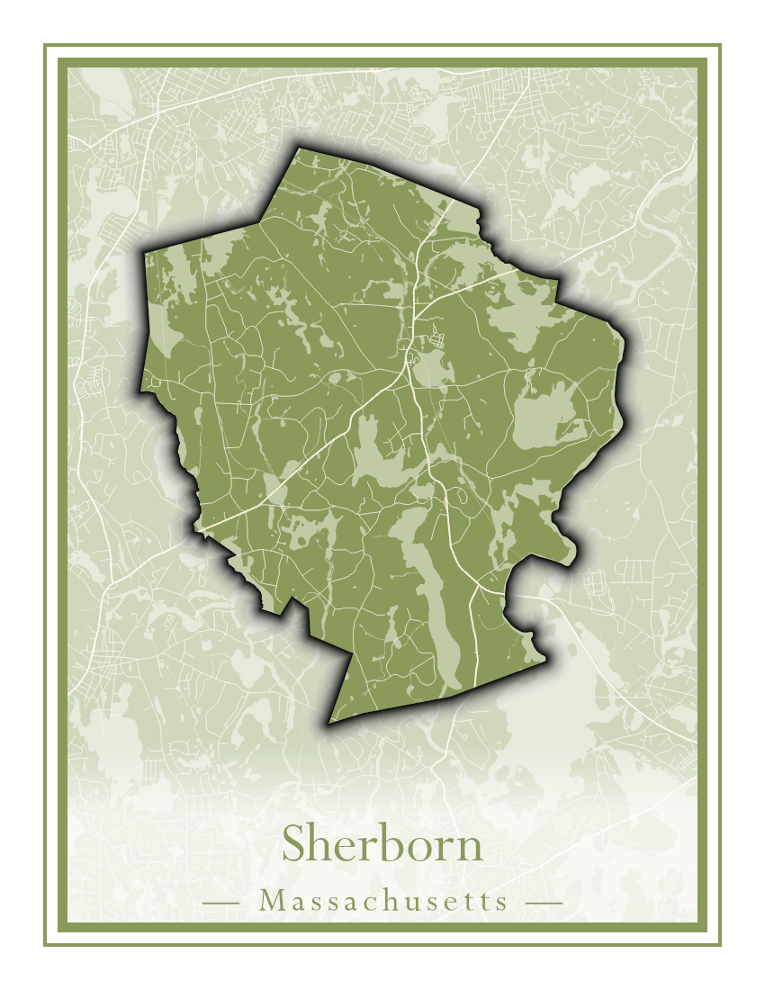 Massachusetts Towns - Street Map (Sherborn - Shutesbury)