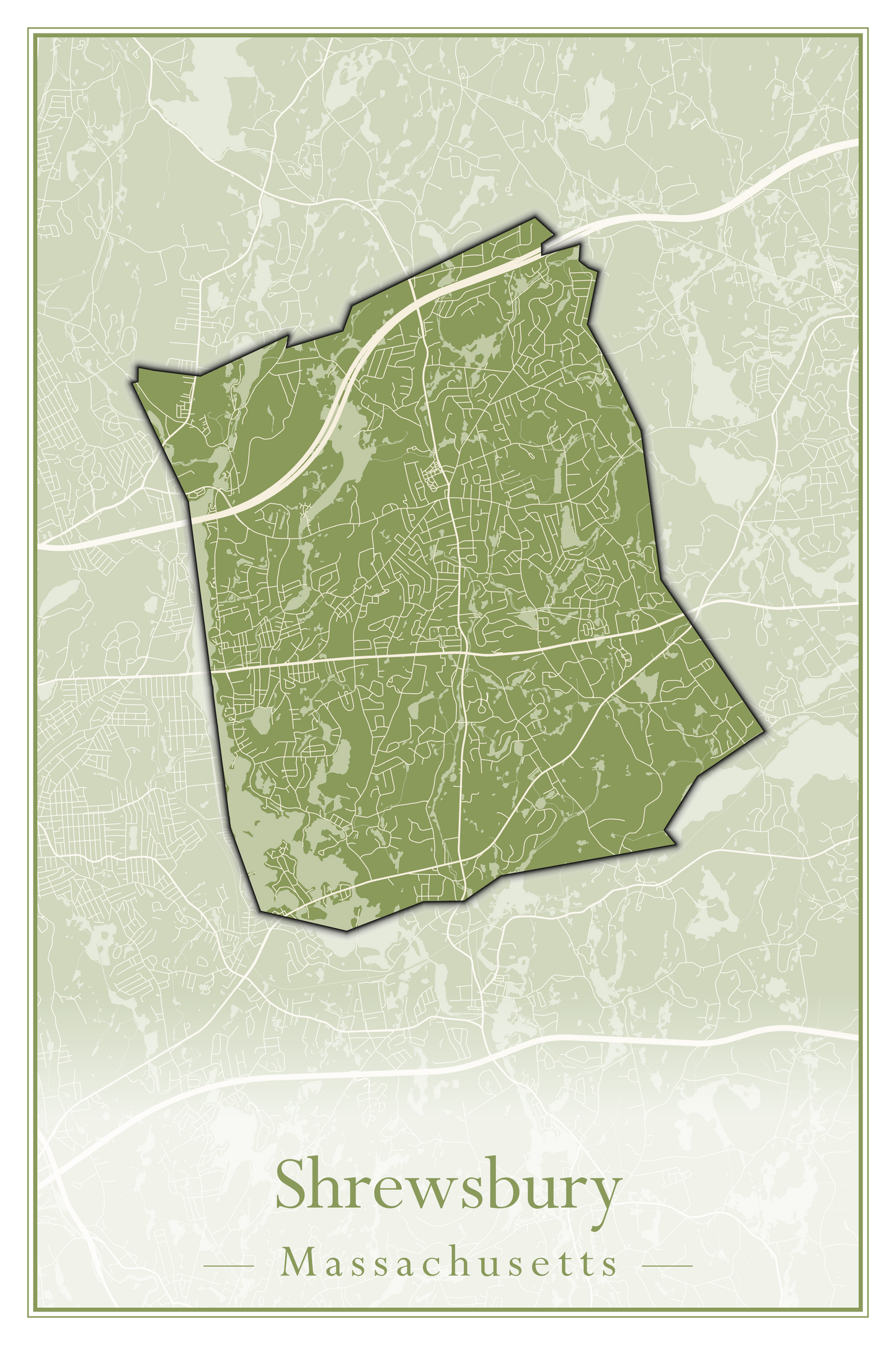 Massachusetts Towns - Street Map (Sherborn - Shutesbury)