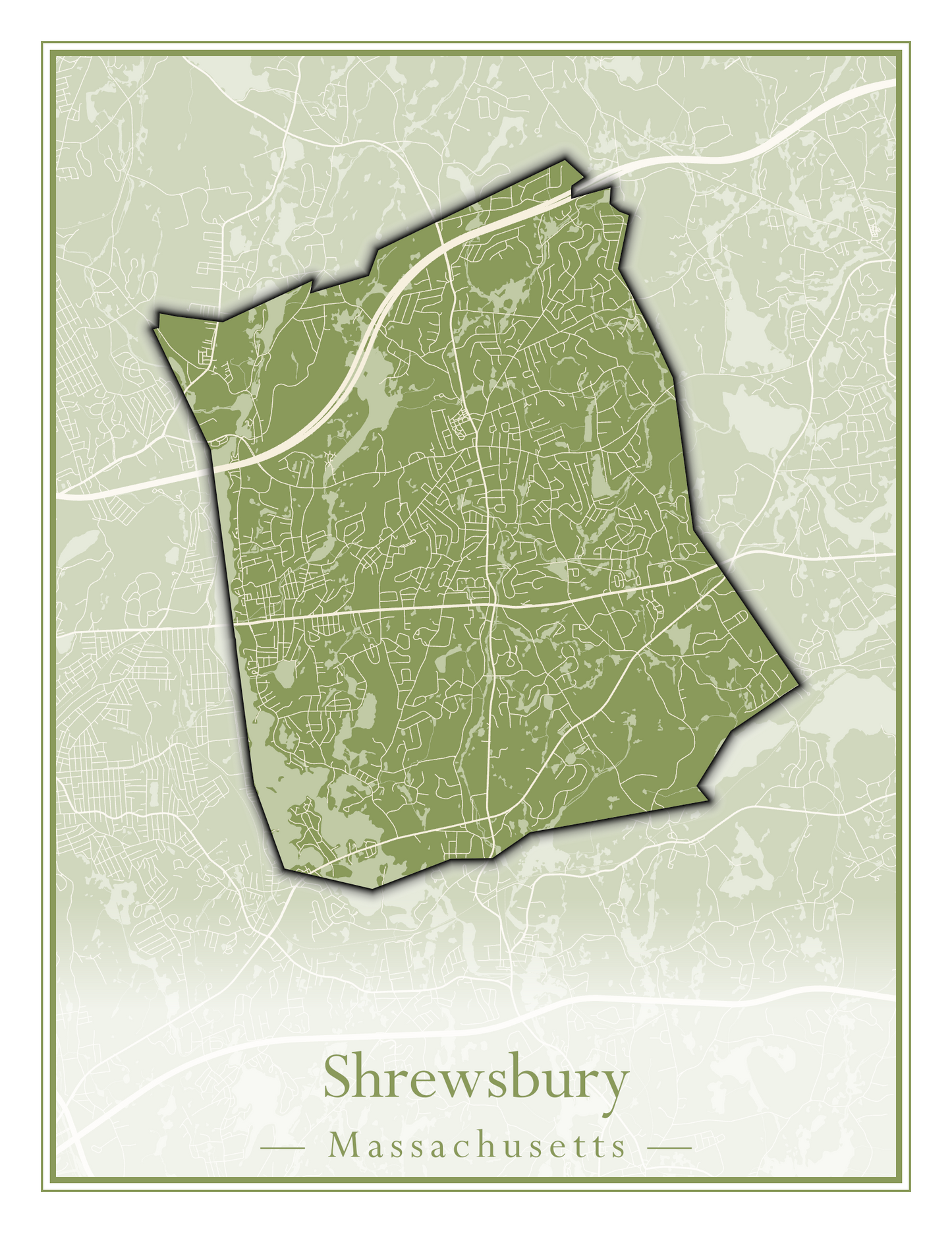 Massachusetts Towns - Street Map (Sherborn - Shutesbury)