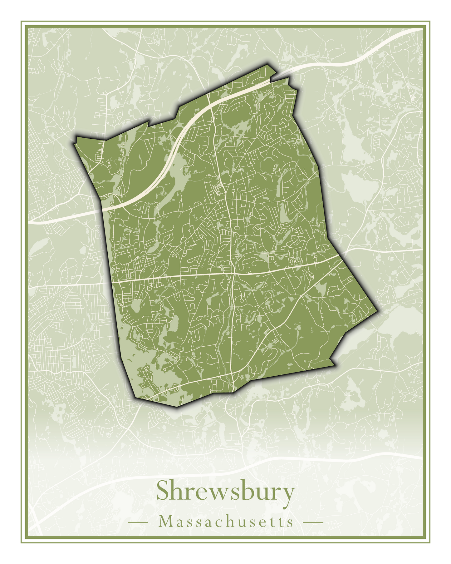 Massachusetts Towns - Street Map (Sherborn - Shutesbury)