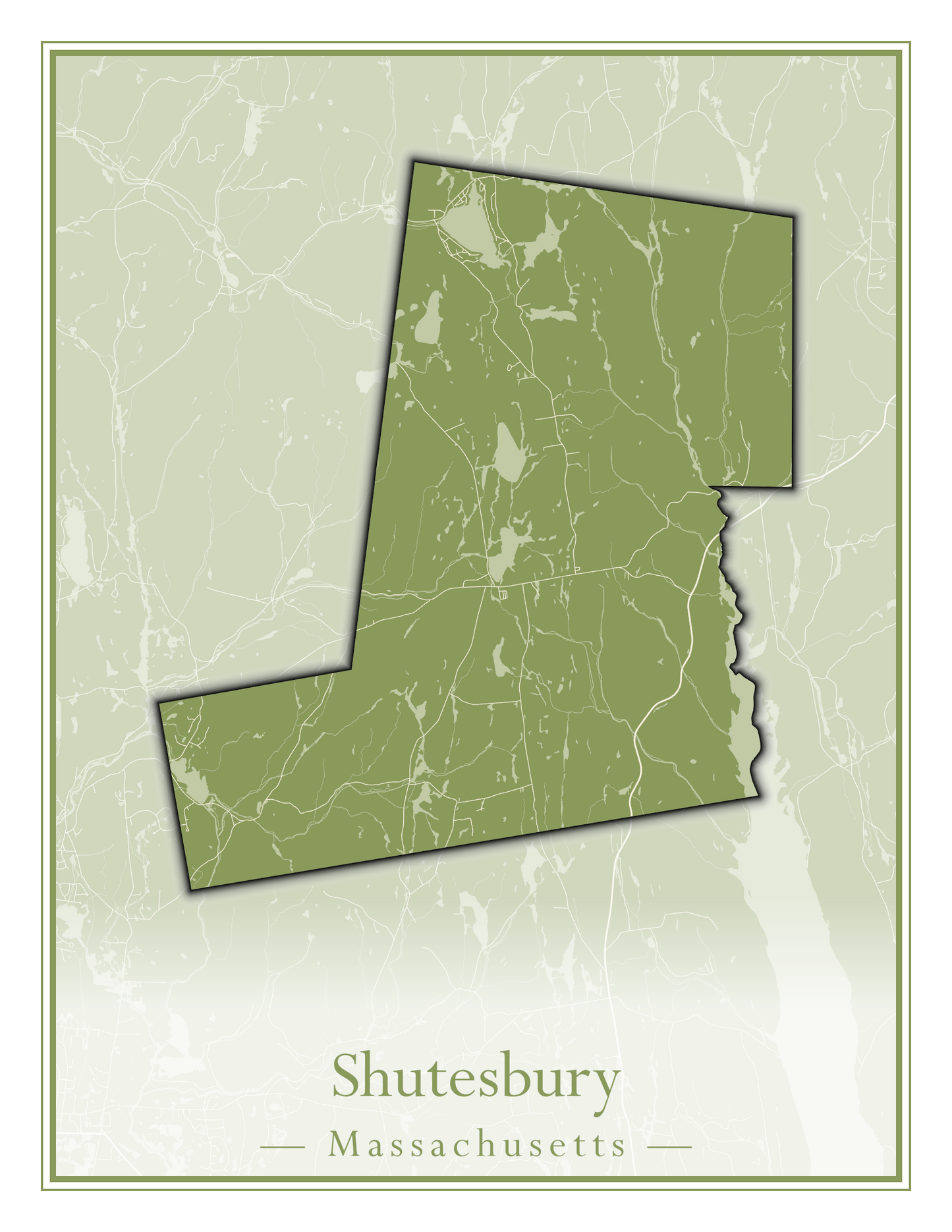 Massachusetts Towns - Street Map (Sherborn - Shutesbury)