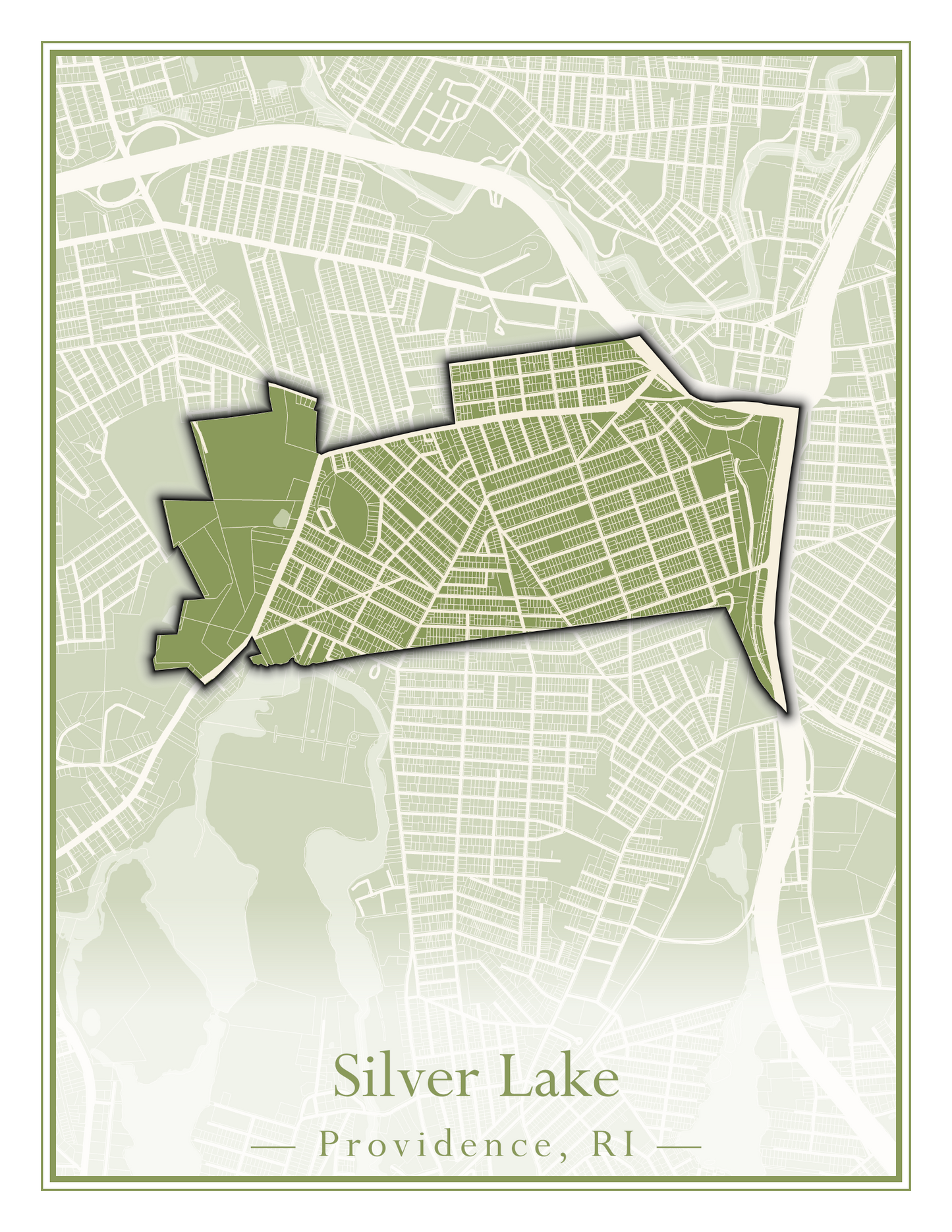 Providence Neighborhoods - Street Map (Silver Lake - Upper South Providence)