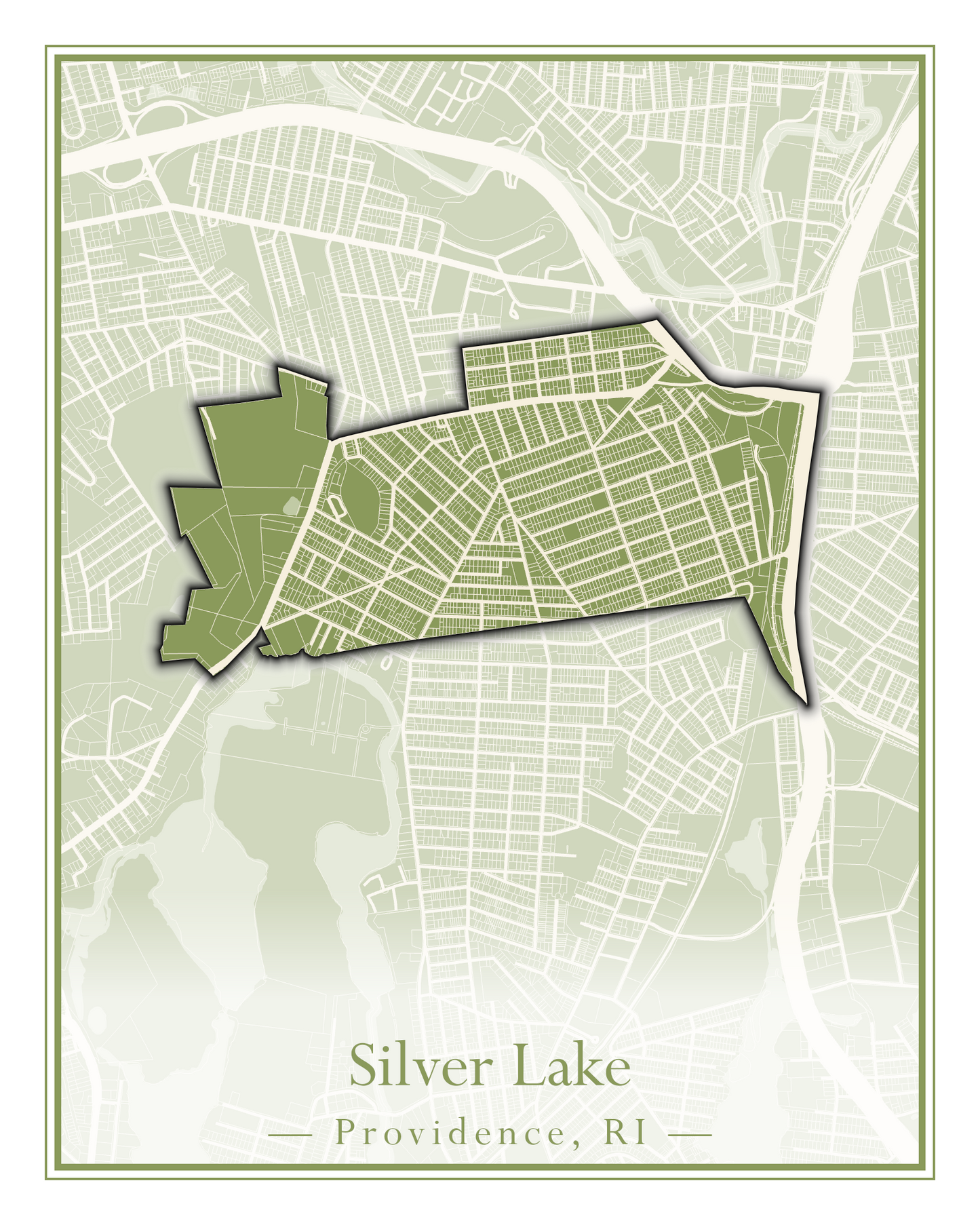 Providence Neighborhoods - Street Map (Silver Lake - Upper South Providence)