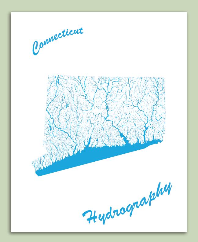 Connecticut Hydrography Map (8"x10")