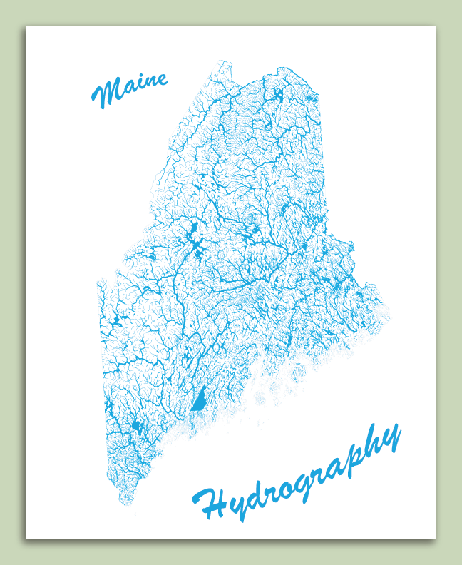 Maine Hydrography Map (8"x10")