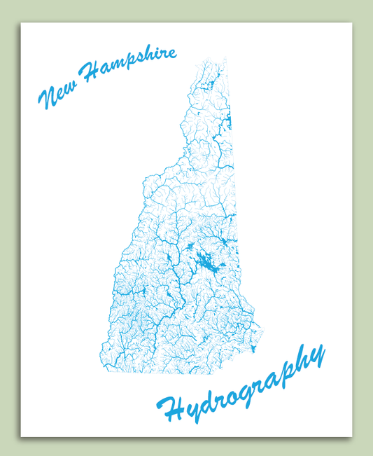 New Hampshire Hydrography Map (8"x10")