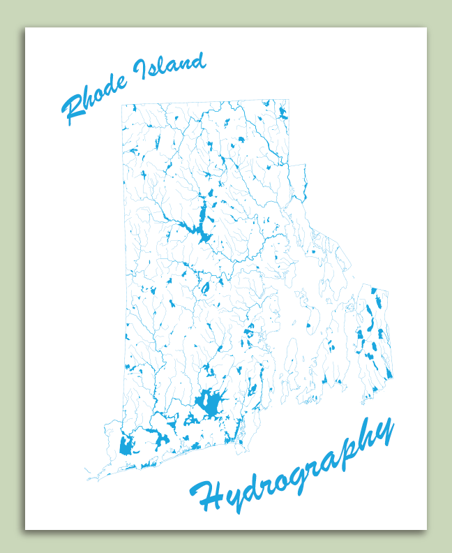 Rhode Island Hydrography Map (8"x10")