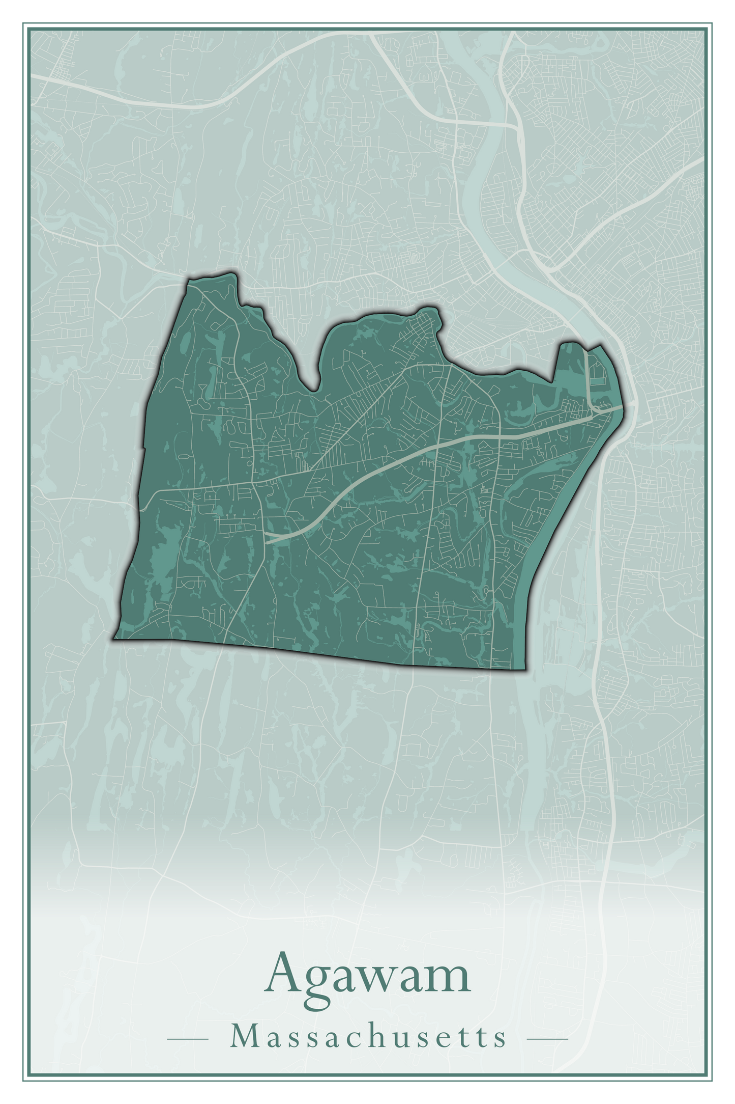 Massachusetts Towns - Street Map (Agawam - Amherst)