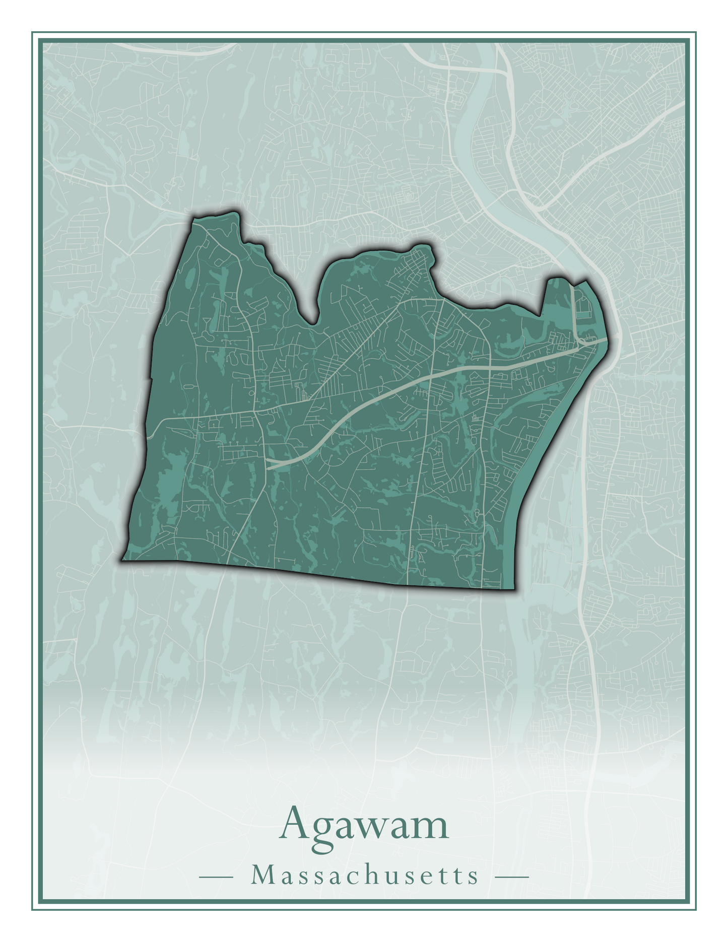 Massachusetts Towns - Street Map (Agawam - Amherst)