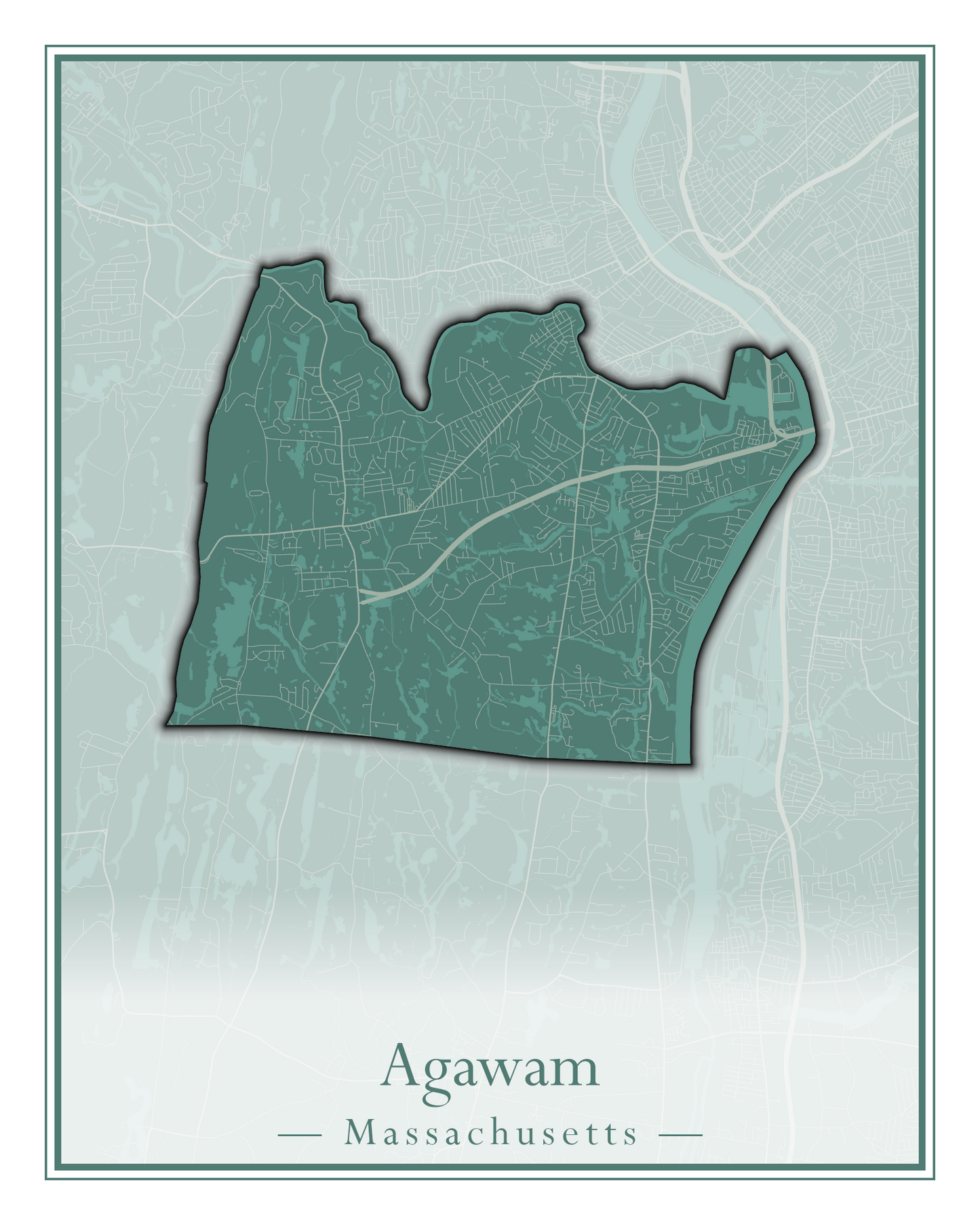 Massachusetts Towns - Street Map (Agawam - Amherst)