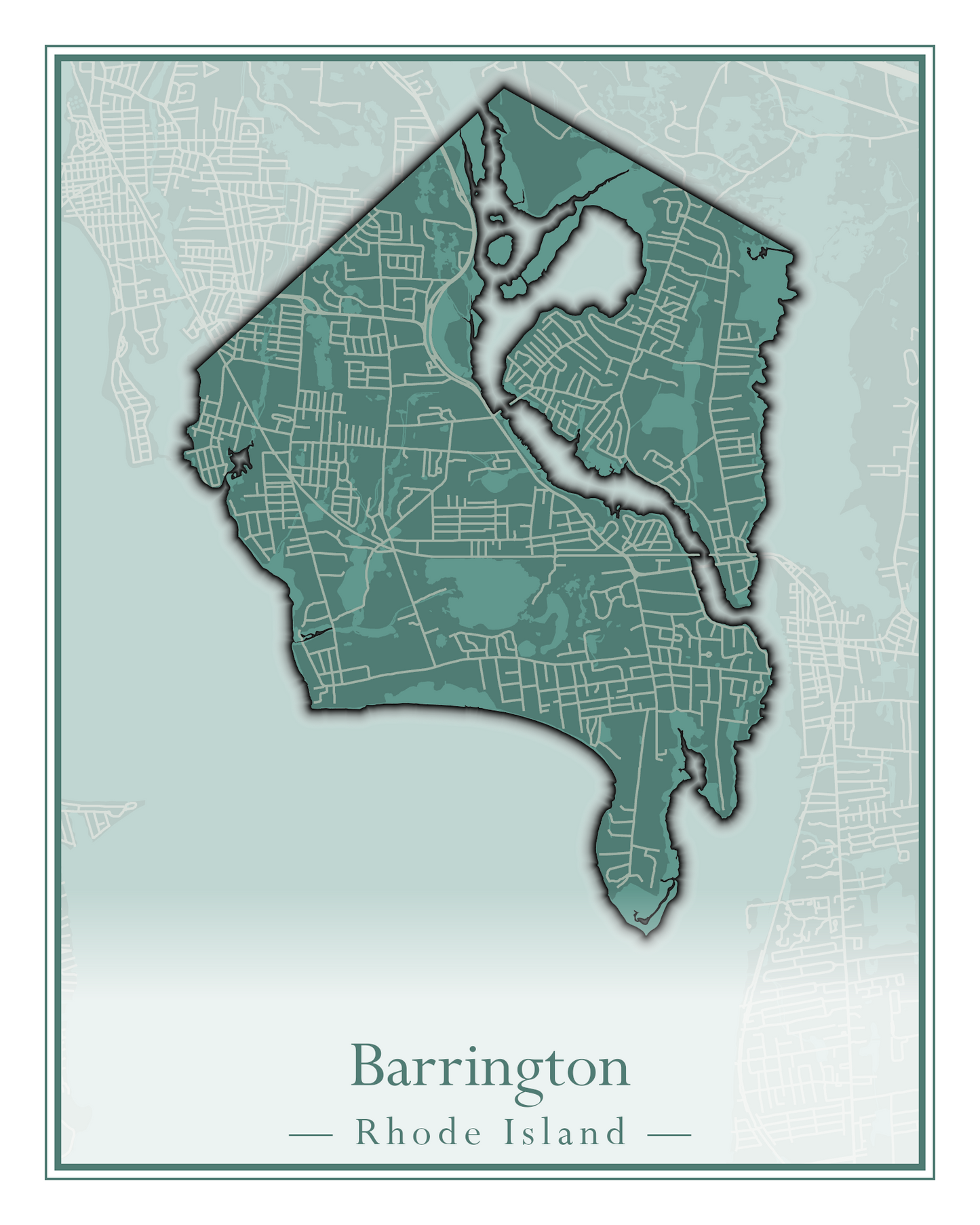 Rhode Island Towns - Street Map (Barrington - Central Falls)