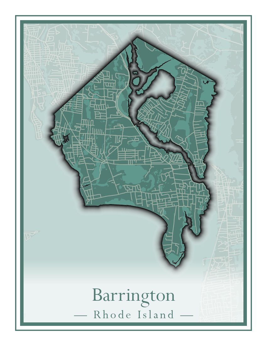 Rhode Island Towns - Street Map (Barrington - Central Falls)