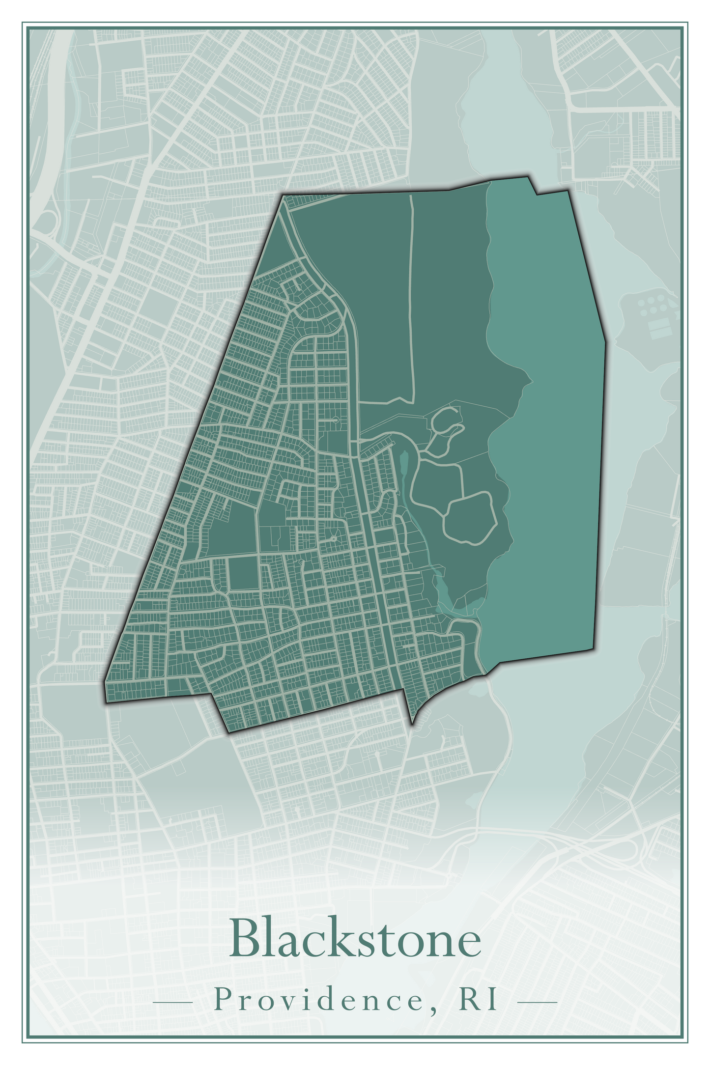 Providence Neighborhoods - Street Map (Blackstone - Downtown)