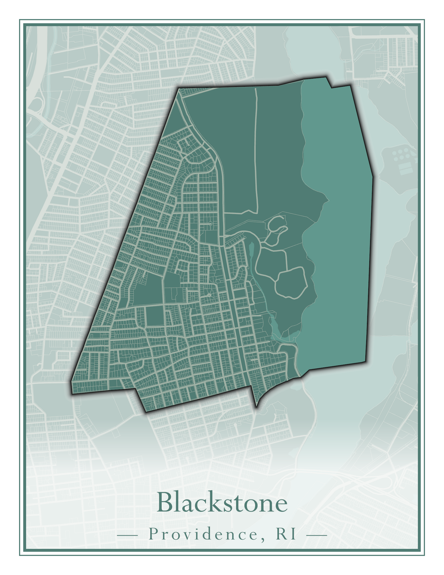 Providence Neighborhoods - Street Map (Blackstone - Downtown)