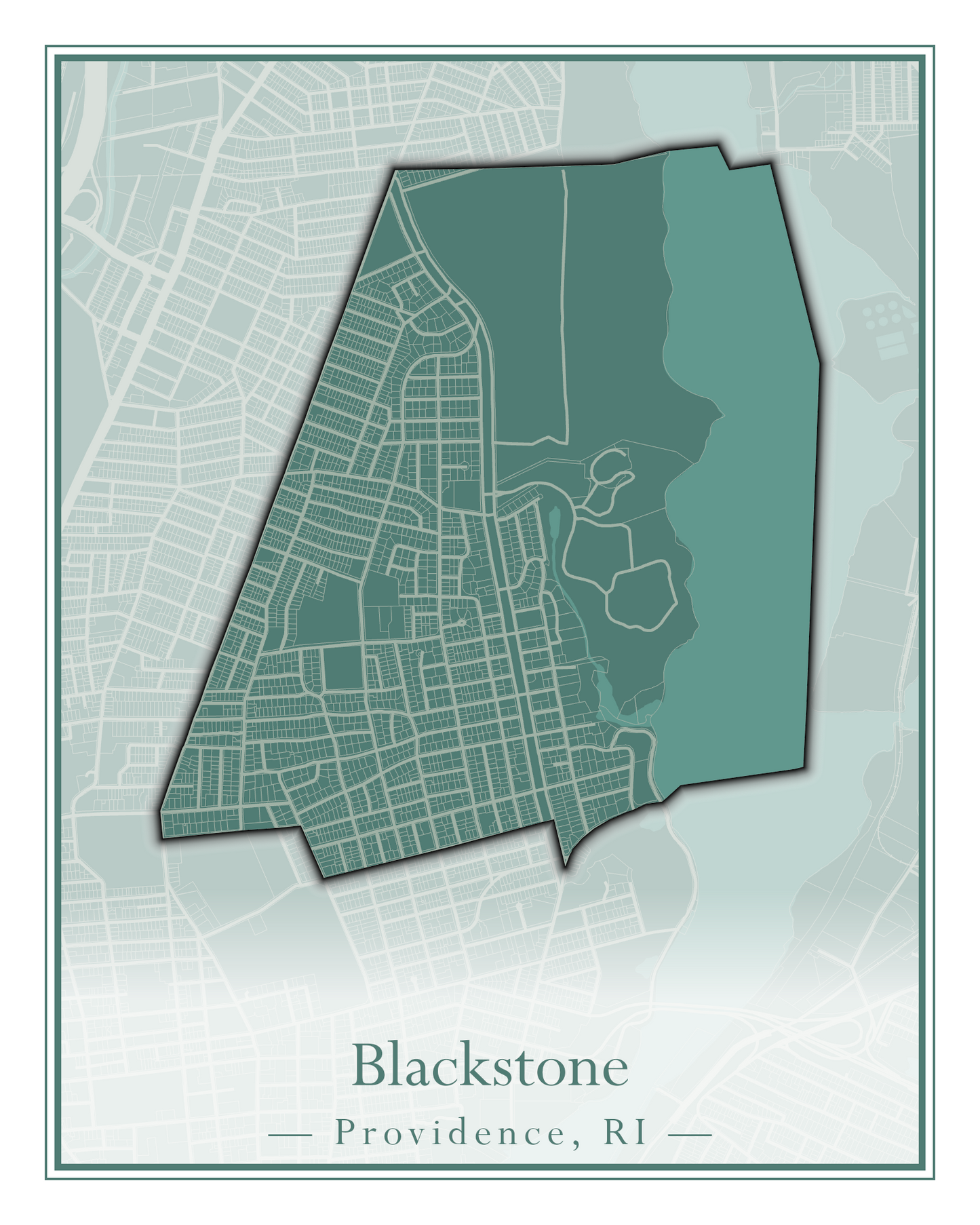 Providence Neighborhoods - Street Map (Blackstone - Downtown)