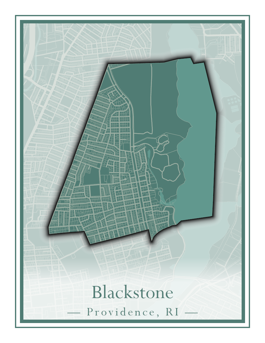 Providence Neighborhoods - Street Map (Blackstone - Downtown)