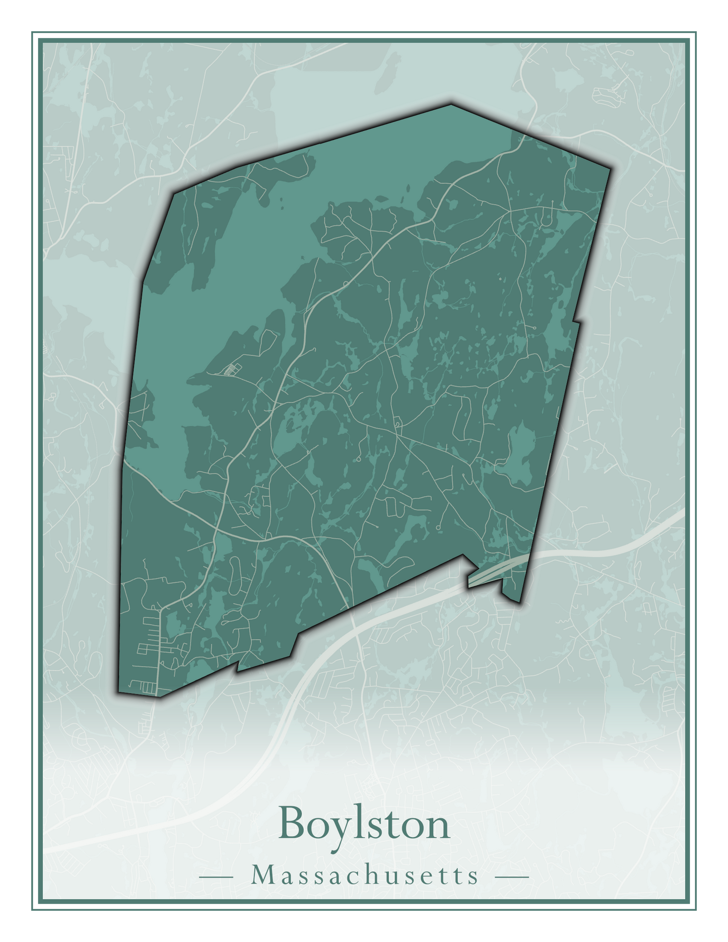 Massachusetts Towns - Street Map (Bourne - Boylston)