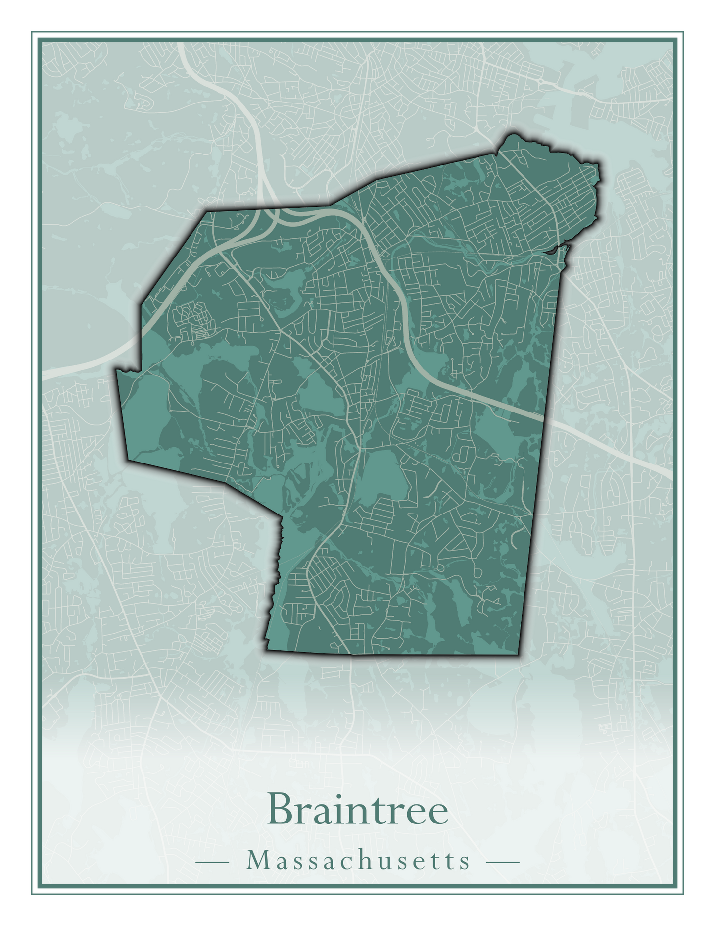 Massachusetts Towns - Street Map (Braintree - Brimfield)