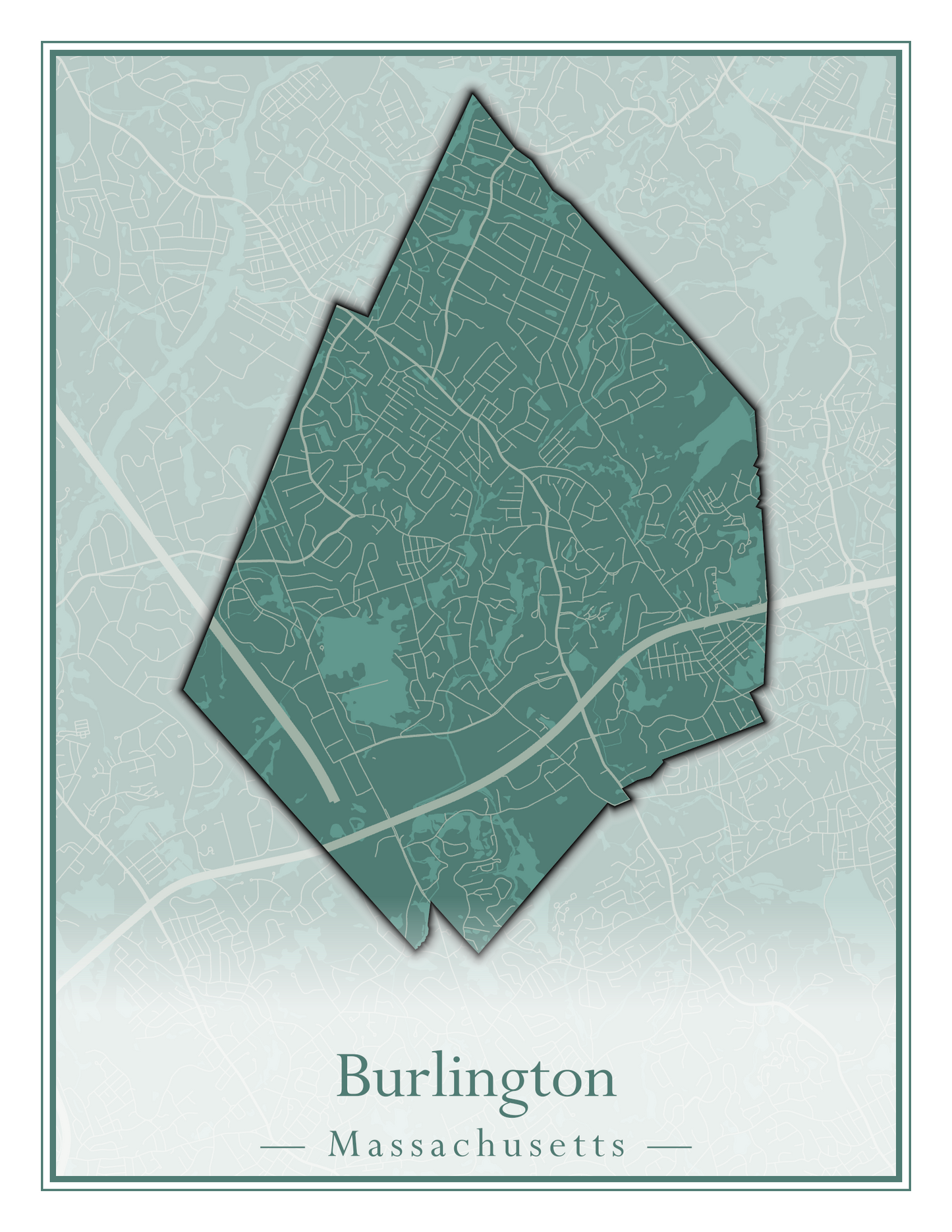 Massachusetts Towns - Street Map (Burlington - Carlisle)