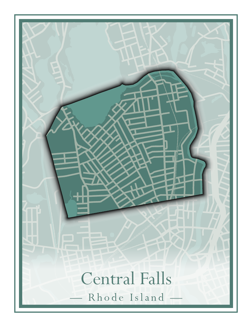 Rhode Island Towns - Street Map (Barrington - Central Falls)