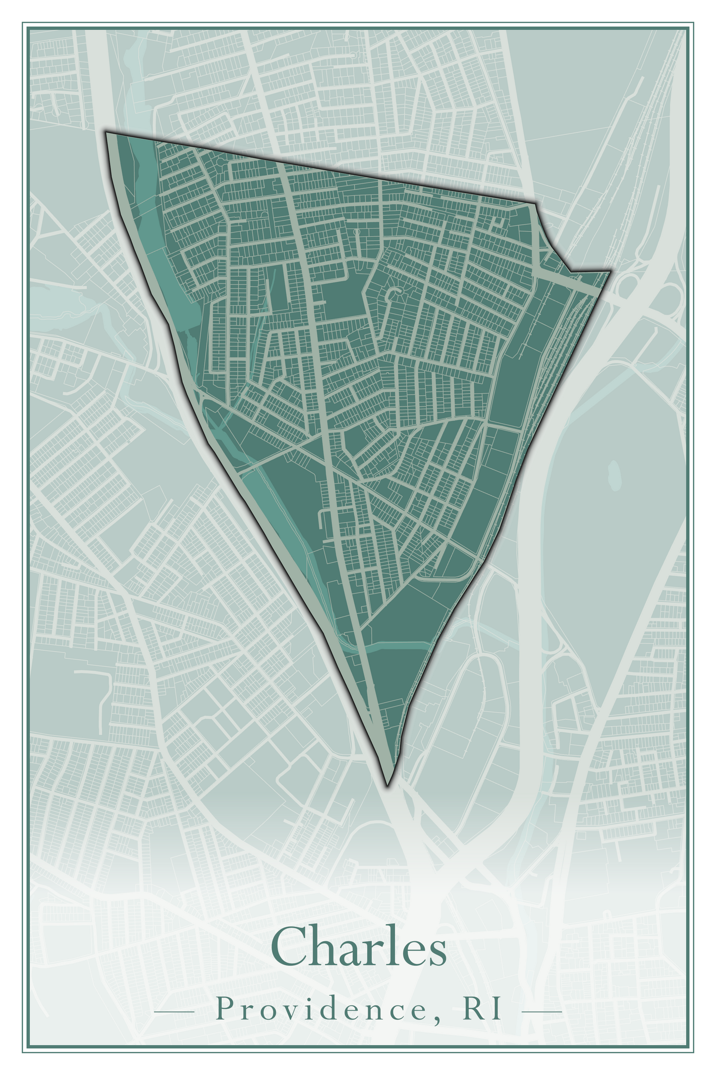 Providence Neighborhoods - Street Map (Blackstone - Downtown)