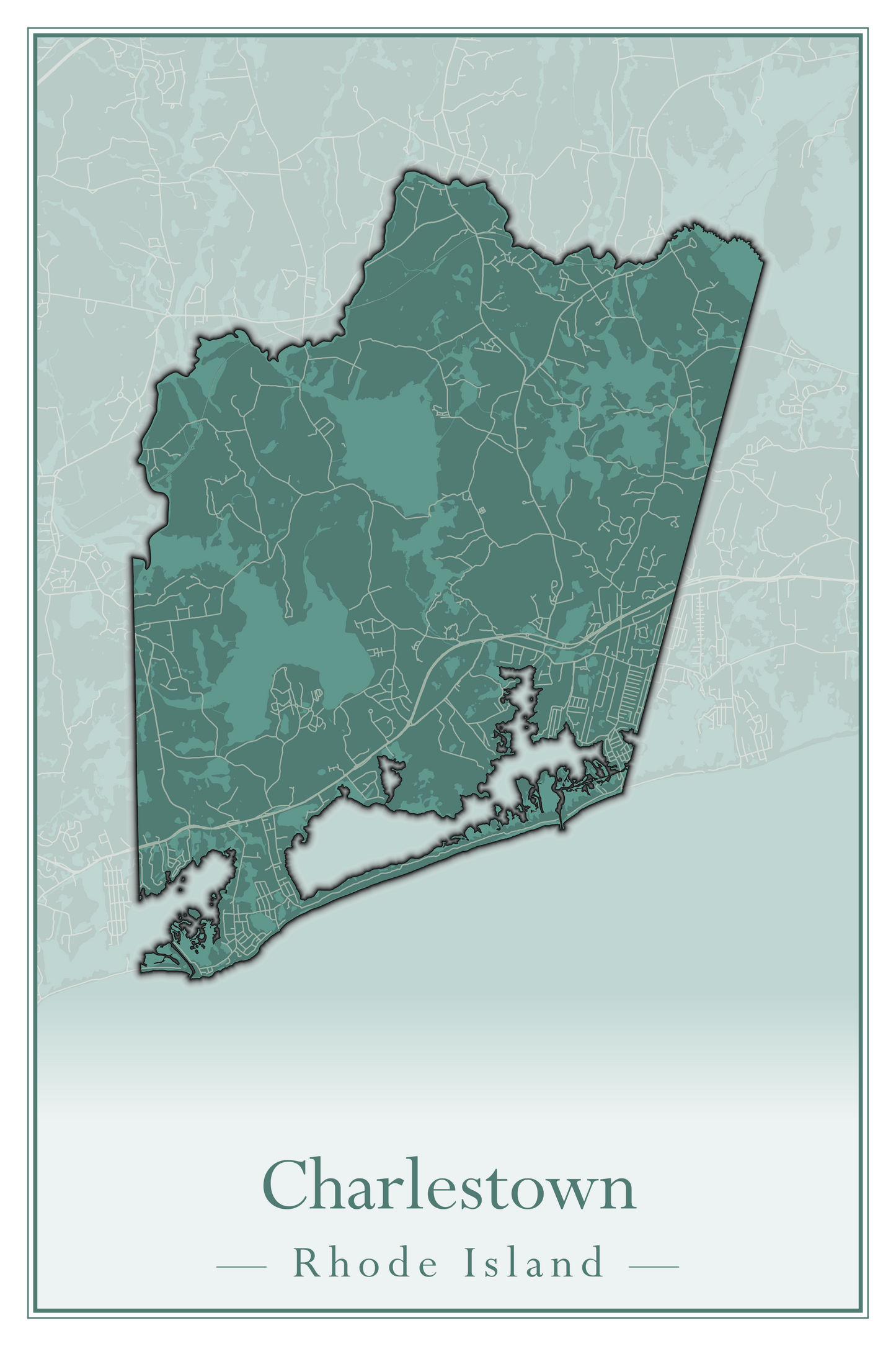 Rhode Island Towns - Street Map (Charlestown - Cumberland)